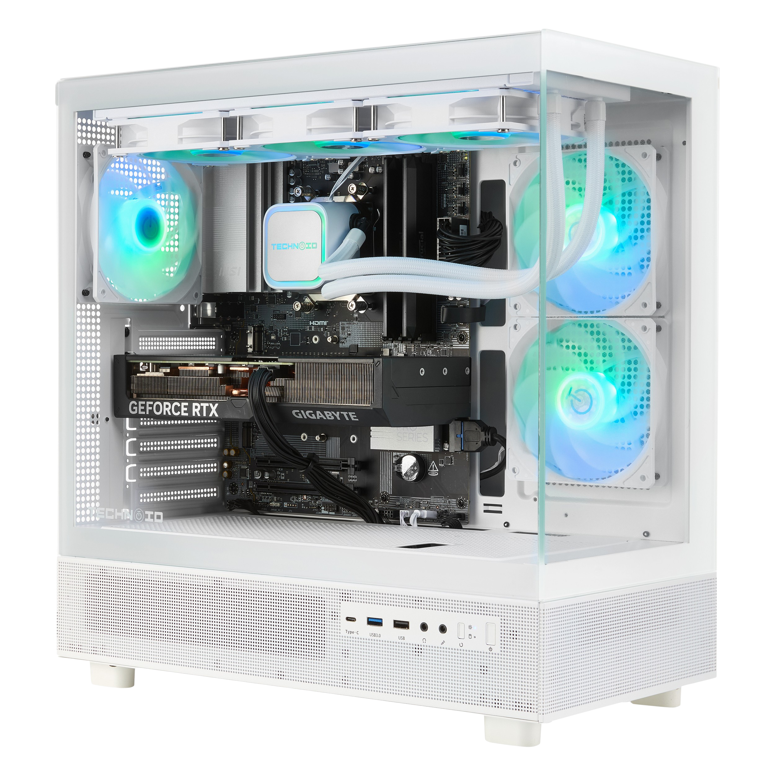 TECHNOID Glass Gaming PC - GeForce RTX 5060 Ti - AMD Ryzen 5 9600X - 32GB DDR5 - 1TB SSD - Win 11 PRO - AI Ready - VR Compatible - Wifi Bluetooth