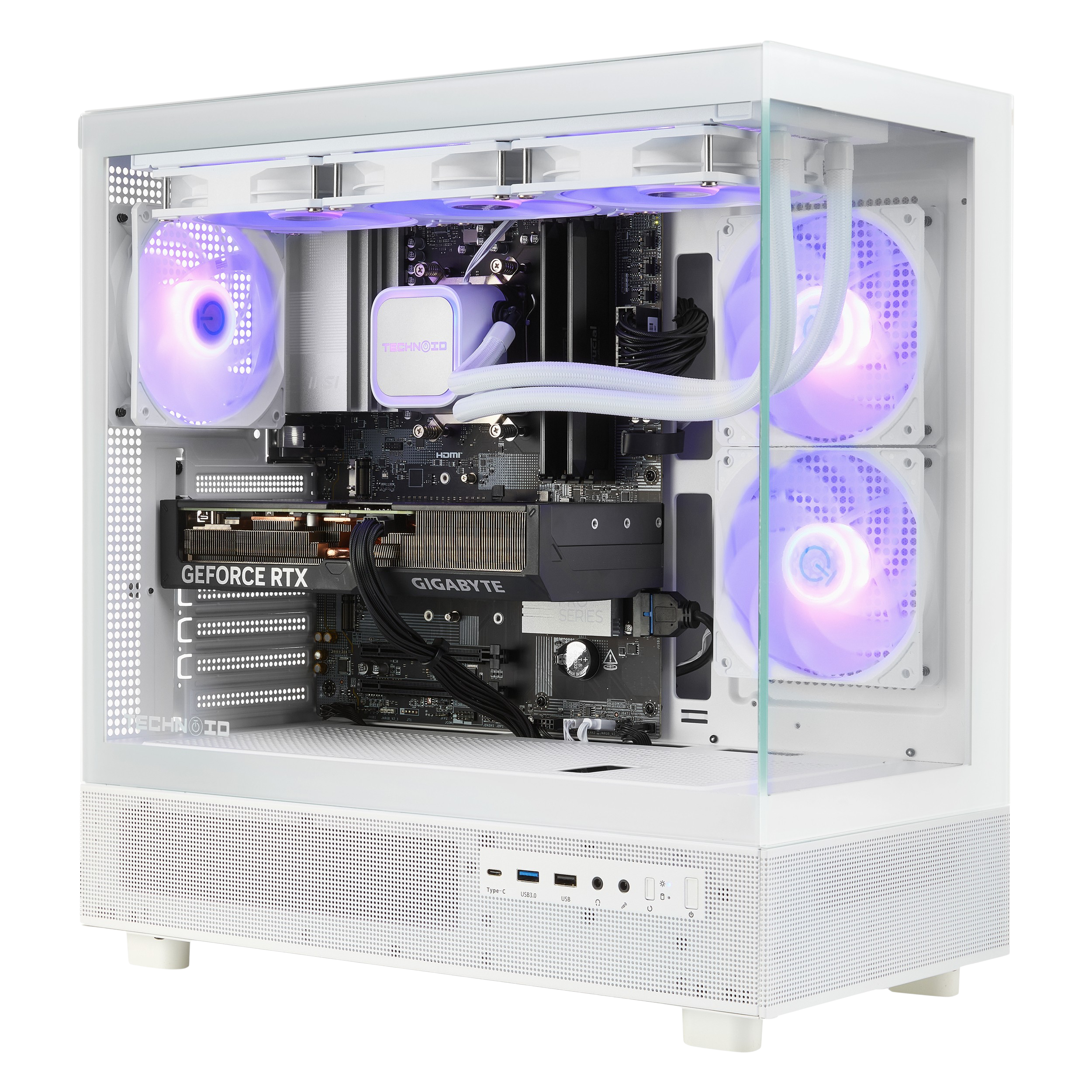 TECHNOID Glass Gaming PC - GeForce RTX 5060 Ti - AMD Ryzen 5 9600X - 32GB DDR5 - 1TB SSD - Win 11 PRO - AI Ready - VR Compatible - Wifi Bluetooth
