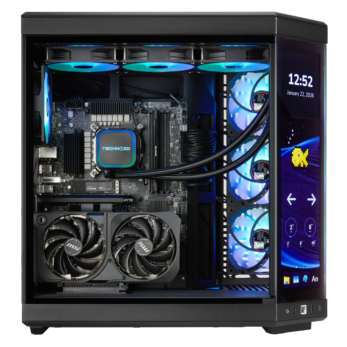 TECHNOID Limited Edition Gaming PC - AMD Ryzen 7 9800X3D, 64GB Ram, 2TB SSD, RTX 5080 , Windows 11 Pro, HYTE Y70 Touch infinite, Black