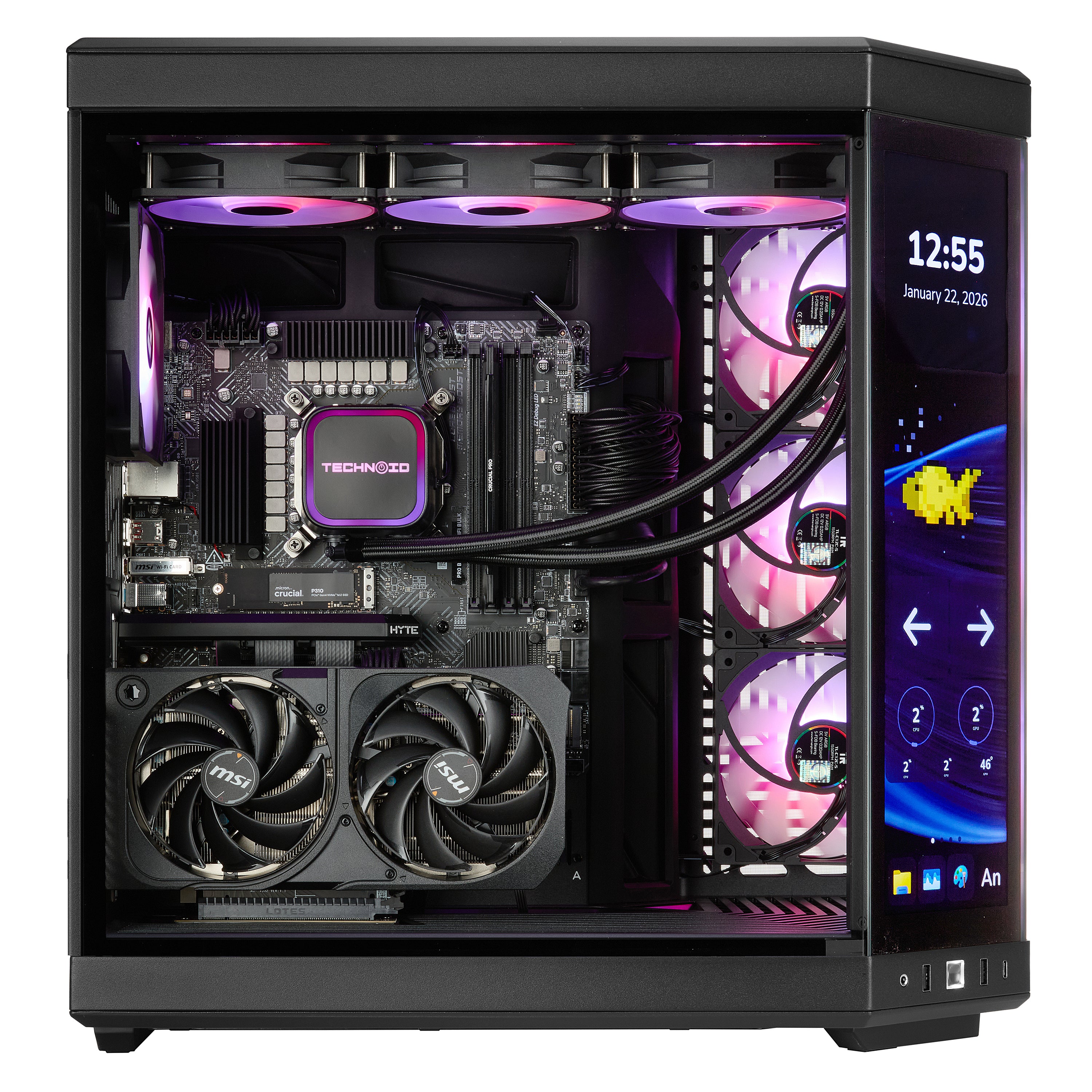 TECHNOID Limited Edition Gaming PC - AMD Ryzen 7 9800X3D, 64GB Ram, 2TB SSD, RTX 5080 , Windows 11 Pro, HYTE Y70 Touch infinite, Black
