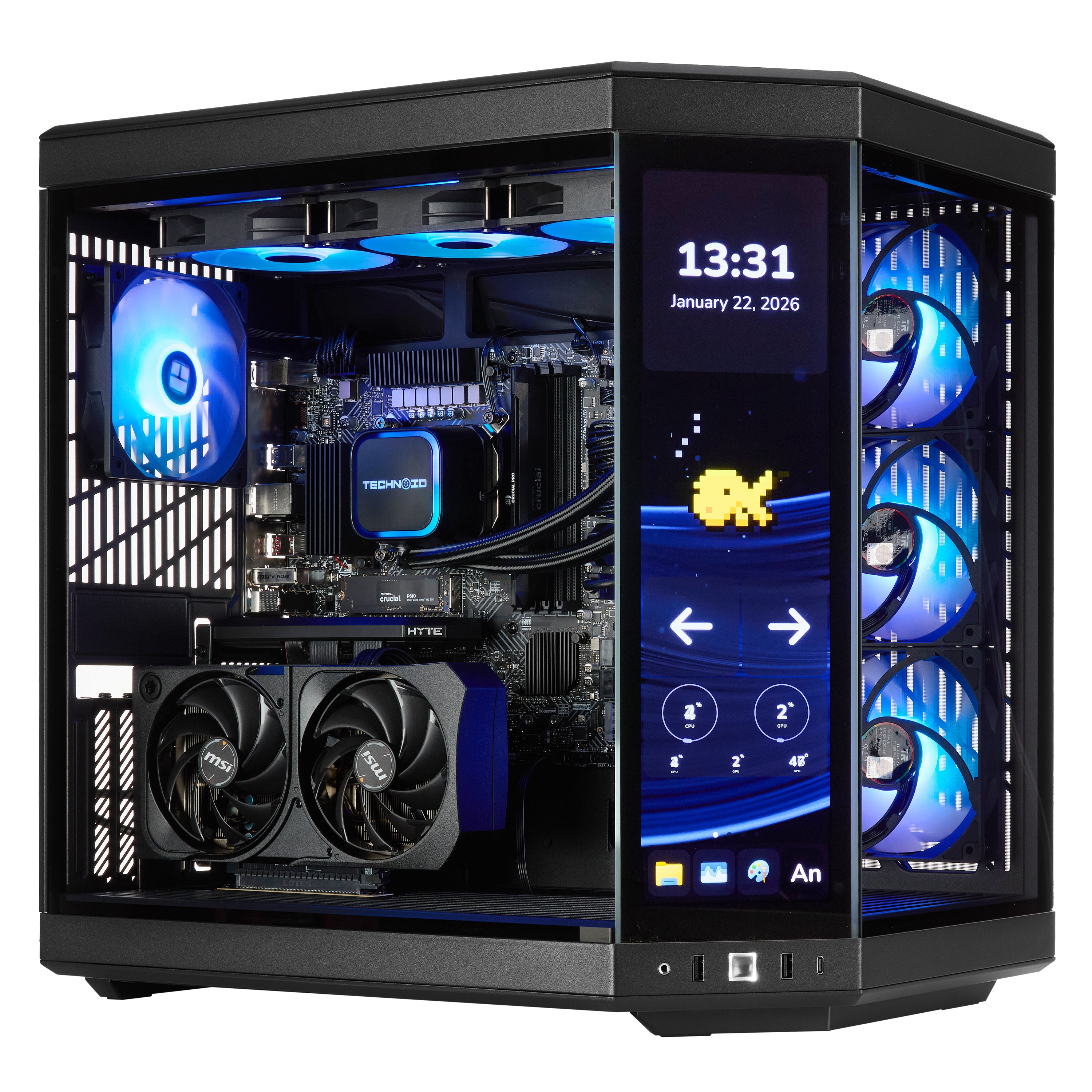 TECHNOID Limited Edition Gaming PC - AMD Ryzen 7 9800X3D, 64GB Ram, 2TB SSD, RTX 5080 , Windows 11 Pro, HYTE Y70 Touch infinite, Black