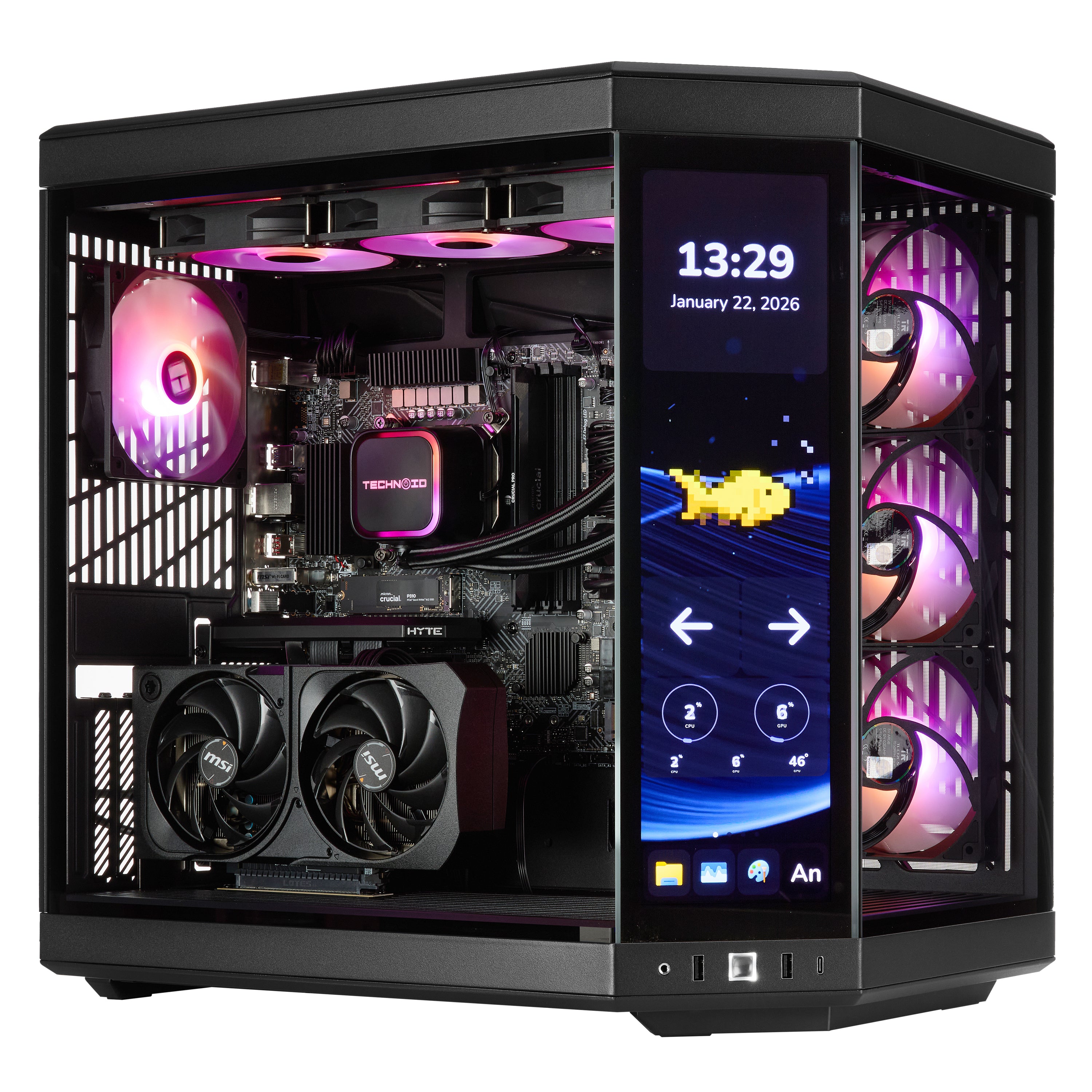 TECHNOID Limited Edition Gaming PC - AMD Ryzen 7 9800X3D, 64GB Ram, 2TB SSD, RTX 5080 , Windows 11 Pro, HYTE Y70 Touch infinite, Black
