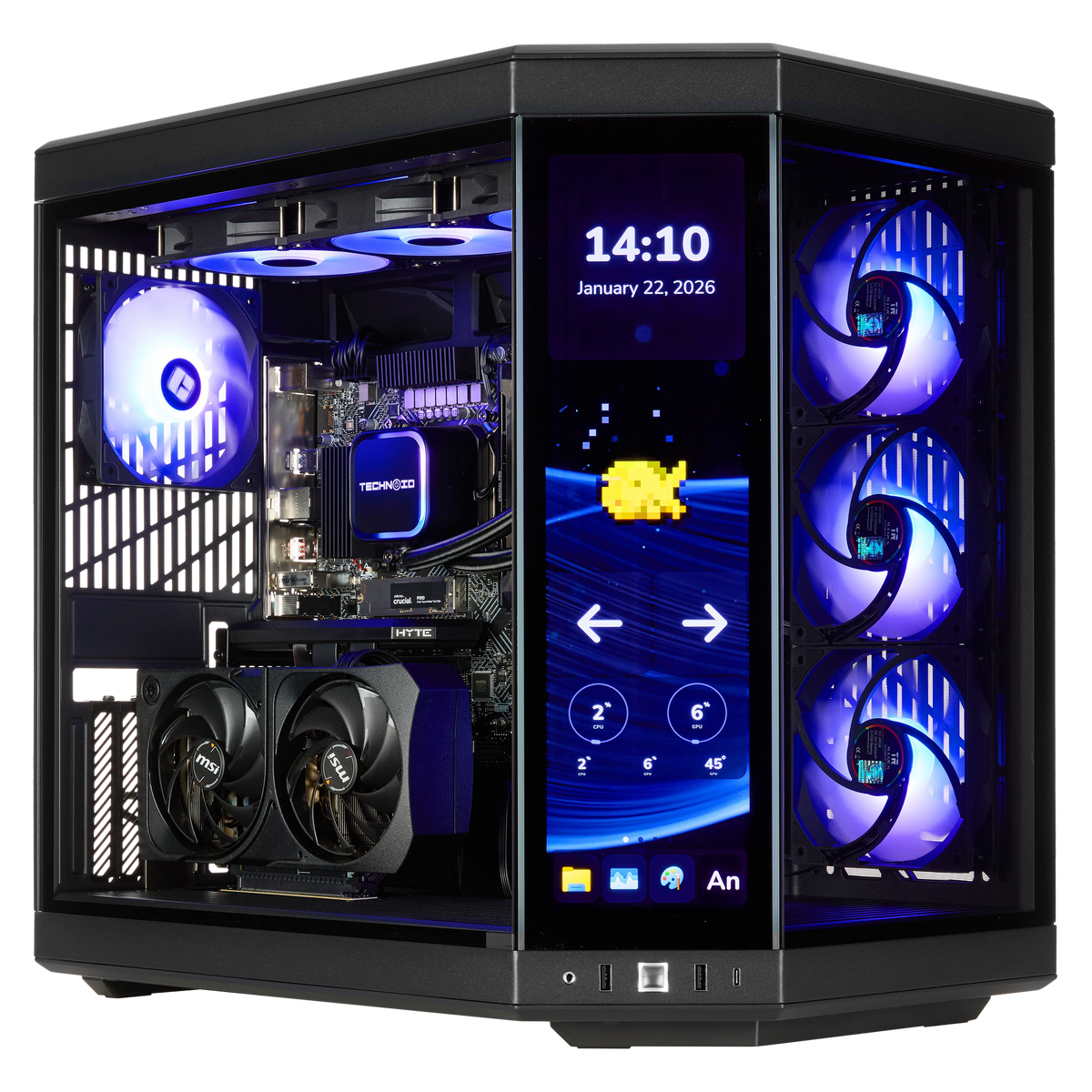 TECHNOID Limited Edition Gaming PC - AMD Ryzen 5 9600X , 32GB Ram, 2TB SSD, RTX 5060 Ti , Windows 11 Pro, HYTE Y70 Touch infinite, Black