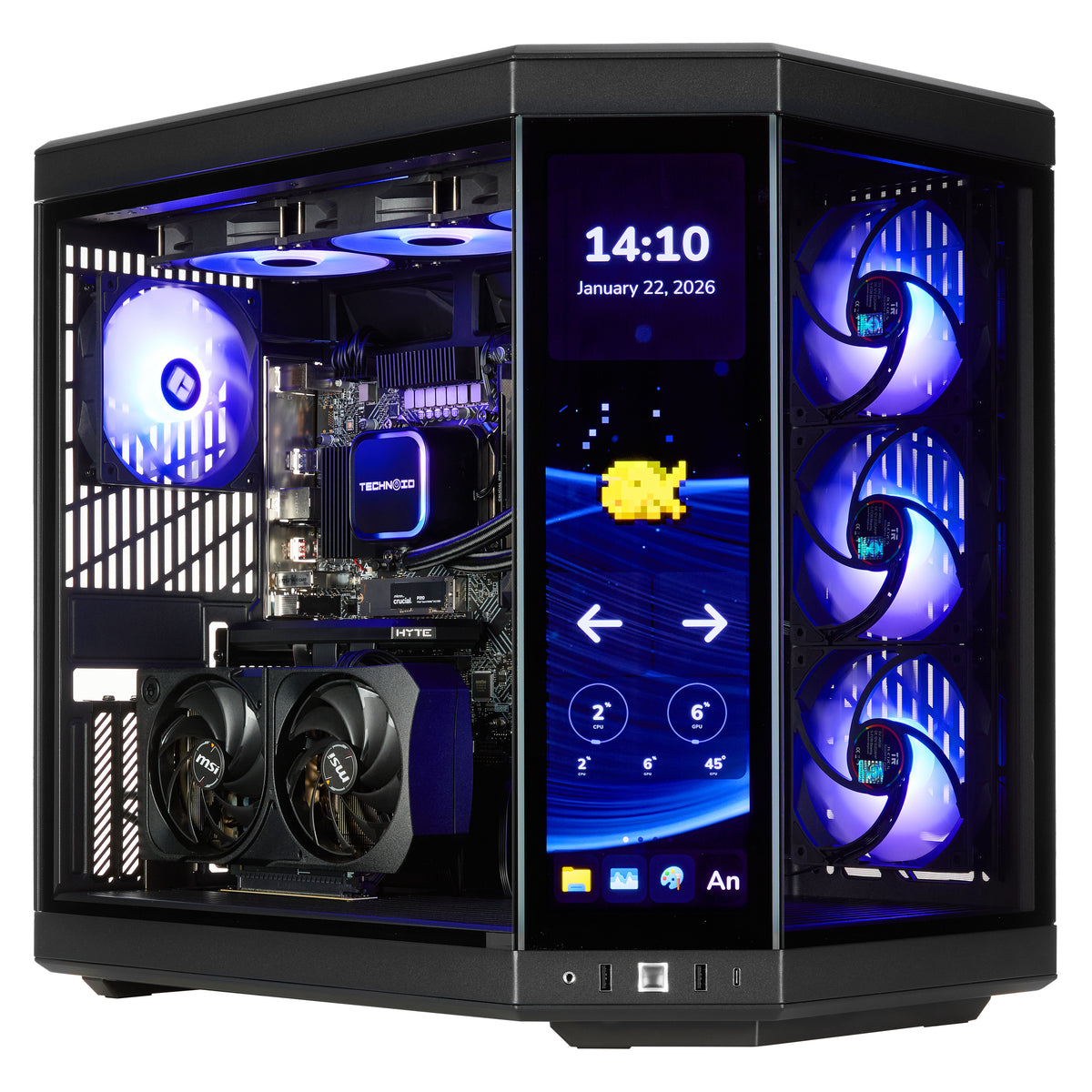 TECHNOID Limited Edition Gaming PC - AMD Ryzen 7 9800X3D, 64GB Ram, 2TB SSD, RTX 5080 , Windows 11 Pro, HYTE Y70 Touch infinite, Black