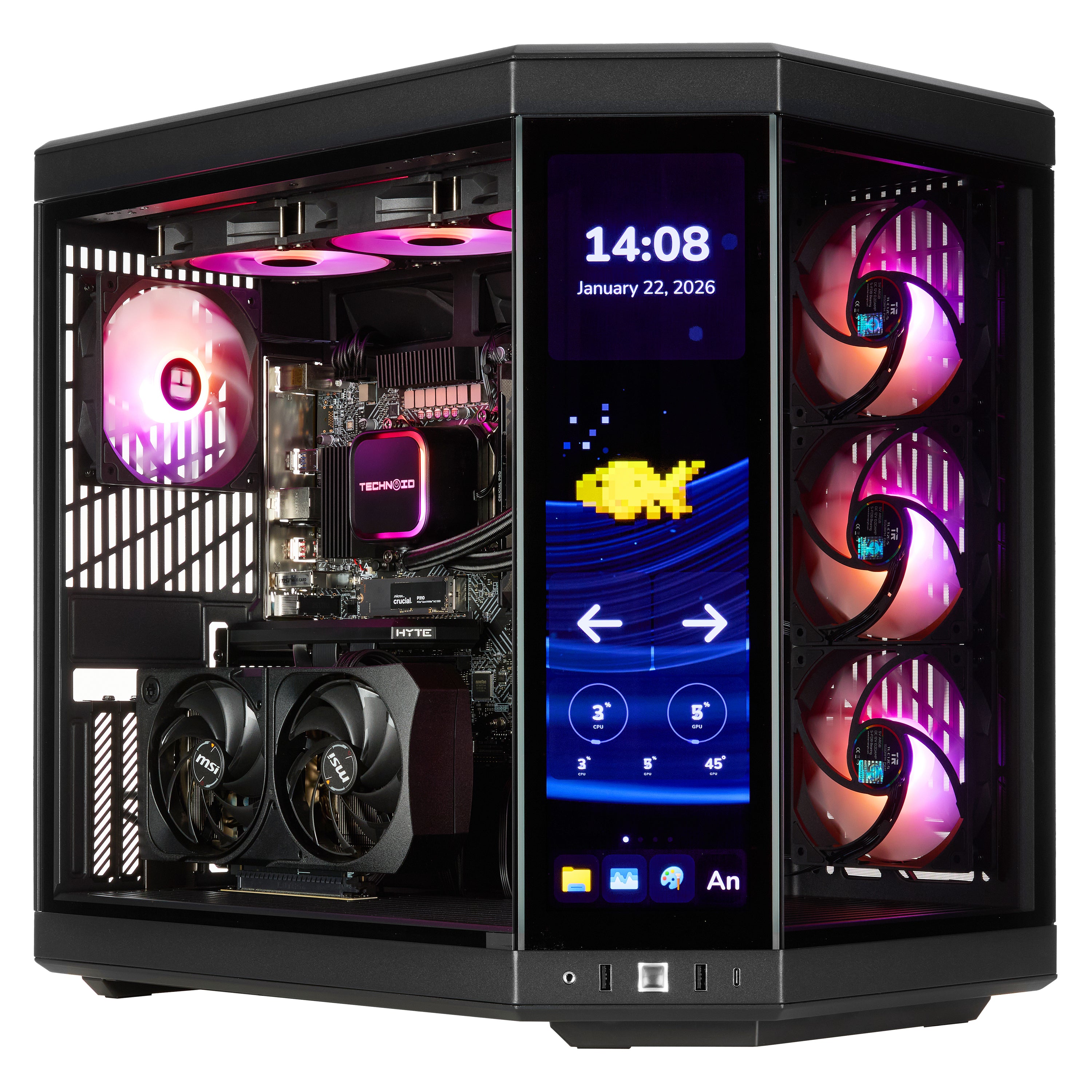 TECHNOID Limited Edition Gaming PC - AMD Ryzen 7 9800X3D, 64GB Ram, 2TB SSD, RTX 5080 , Windows 11 Pro, HYTE Y70 Touch infinite, Black
