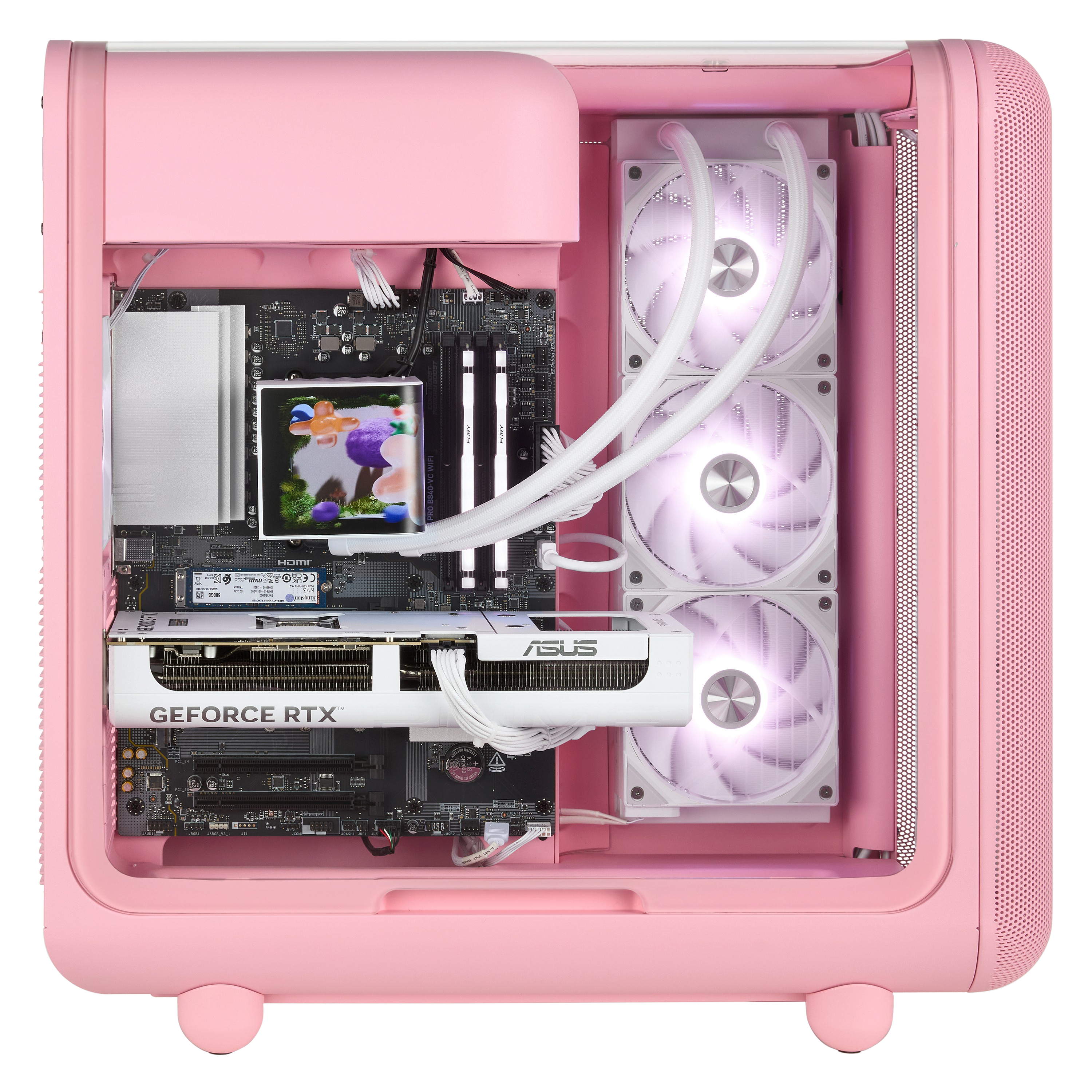 TECHNOID Infinity Gaming PC (AMD Radeon RX 9070 XT - AMD RYZEN 7 7800X3D - 32 GB DDR5 RAM - 1TB SSD - AI Ready - Windows 11 H - Wifi - HYTE X50 Strawberry Milk)