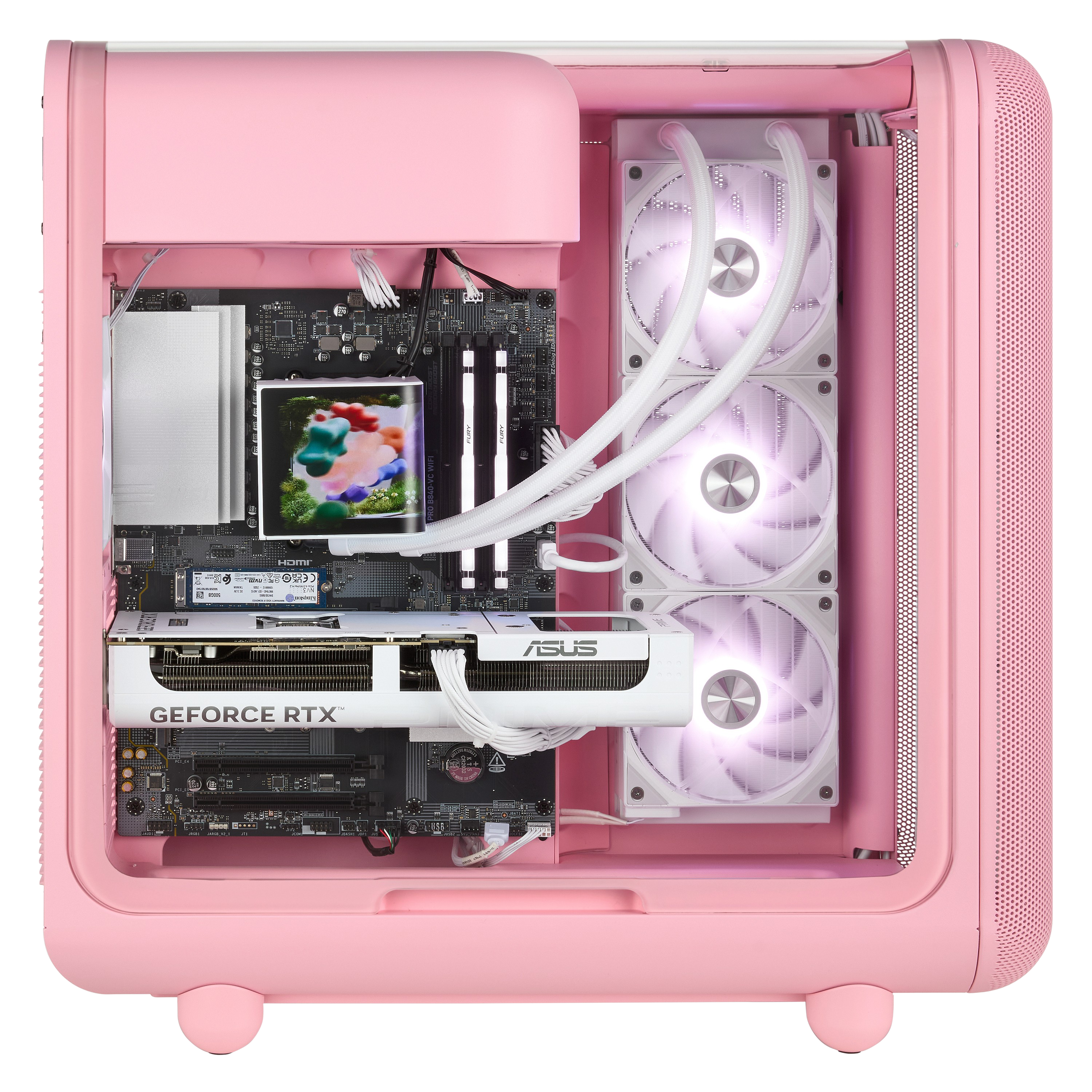 TECHNOID Infinity Gaming PC (AMD Radeon RX 9070 XT - AMD RYZEN 7 7800X3D - 32 GB DDR5 RAM - 1TB SSD - AI Ready - Windows 11 H - Wifi - HYTE X50 Strawberry Milk)