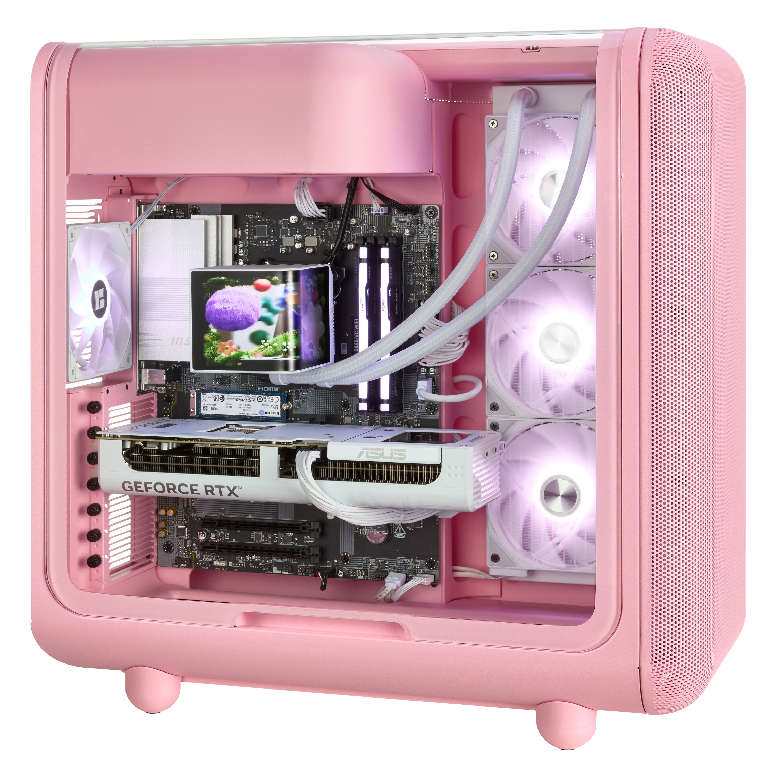 TECHNOID Infinity Gaming PC (AMD Radeon RX 9070 XT - AMD RYZEN 7 7800X3D - 32 GB DDR5 RAM - 1TB SSD - AI Ready - Windows 11 H - Wifi - HYTE X50 Strawberry Milk)