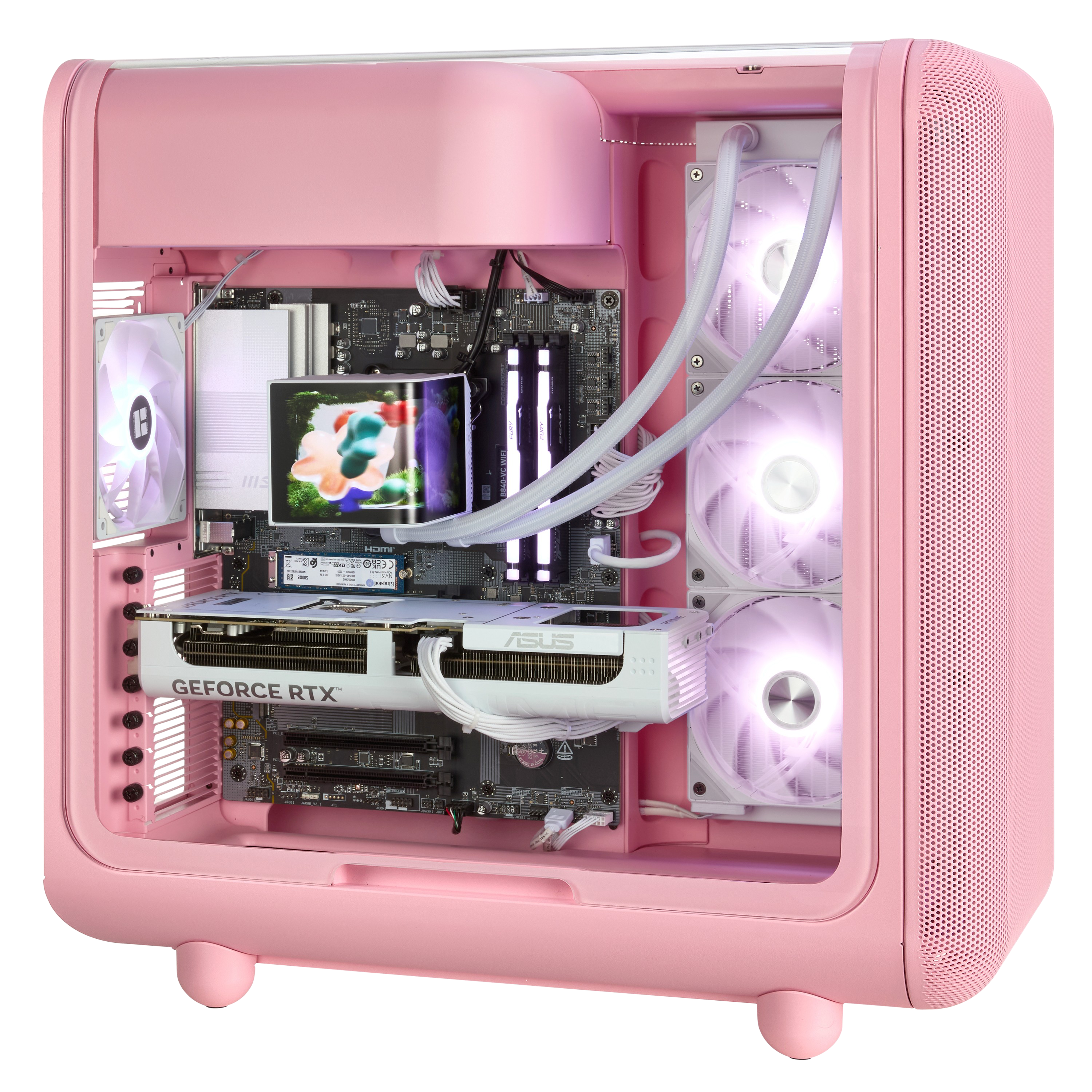 TECHNOID Infinity Gaming PC (AMD Radeon RX 9070 XT - AMD RYZEN 7 7800X3D - 32 GB DDR5 RAM - 1TB SSD - AI Ready - Windows 11 H - Wifi - HYTE X50 Strawberry Milk)