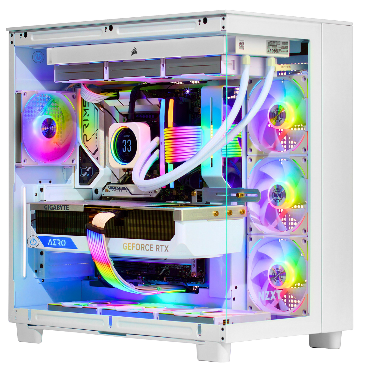 TECHNOID Frozen Gaming PC - RTX 5070 - AMD Ryzen 7 7800X3D - 32GB DDR5 - 2TB SSD - Win 11 PRO - AI Ready - 850w 80 Plus Gold PSU - VR Compatible - White