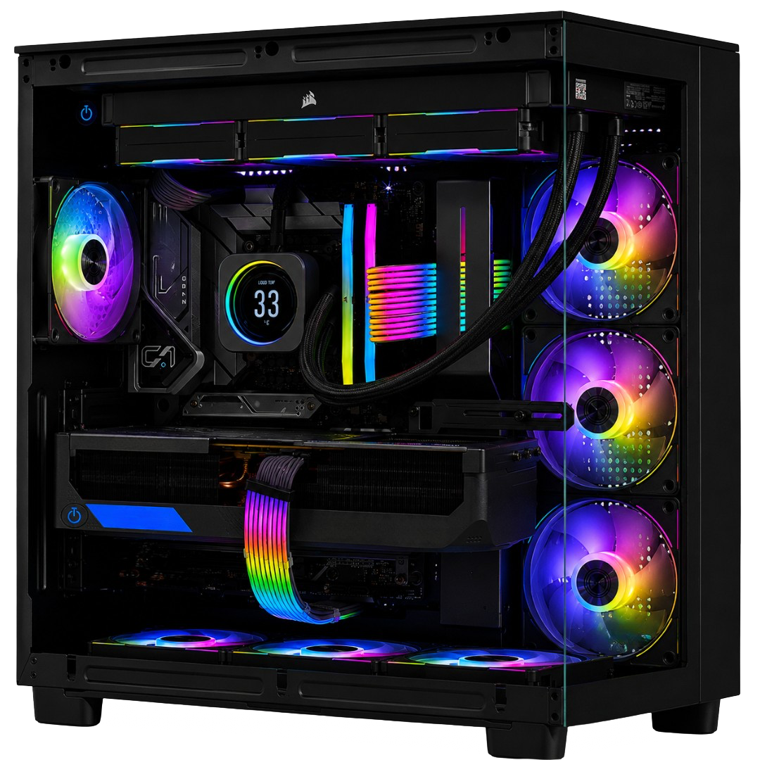 TECHNOID Frozen Gaming PC - RTX 5070 - AMD Ryzen 7 7800X3D - 32GB DDR5 - 2TB SSD - Win 11 PRO - AI Ready - 850w 80 Plus Gold PSU - VR Compatible - Black