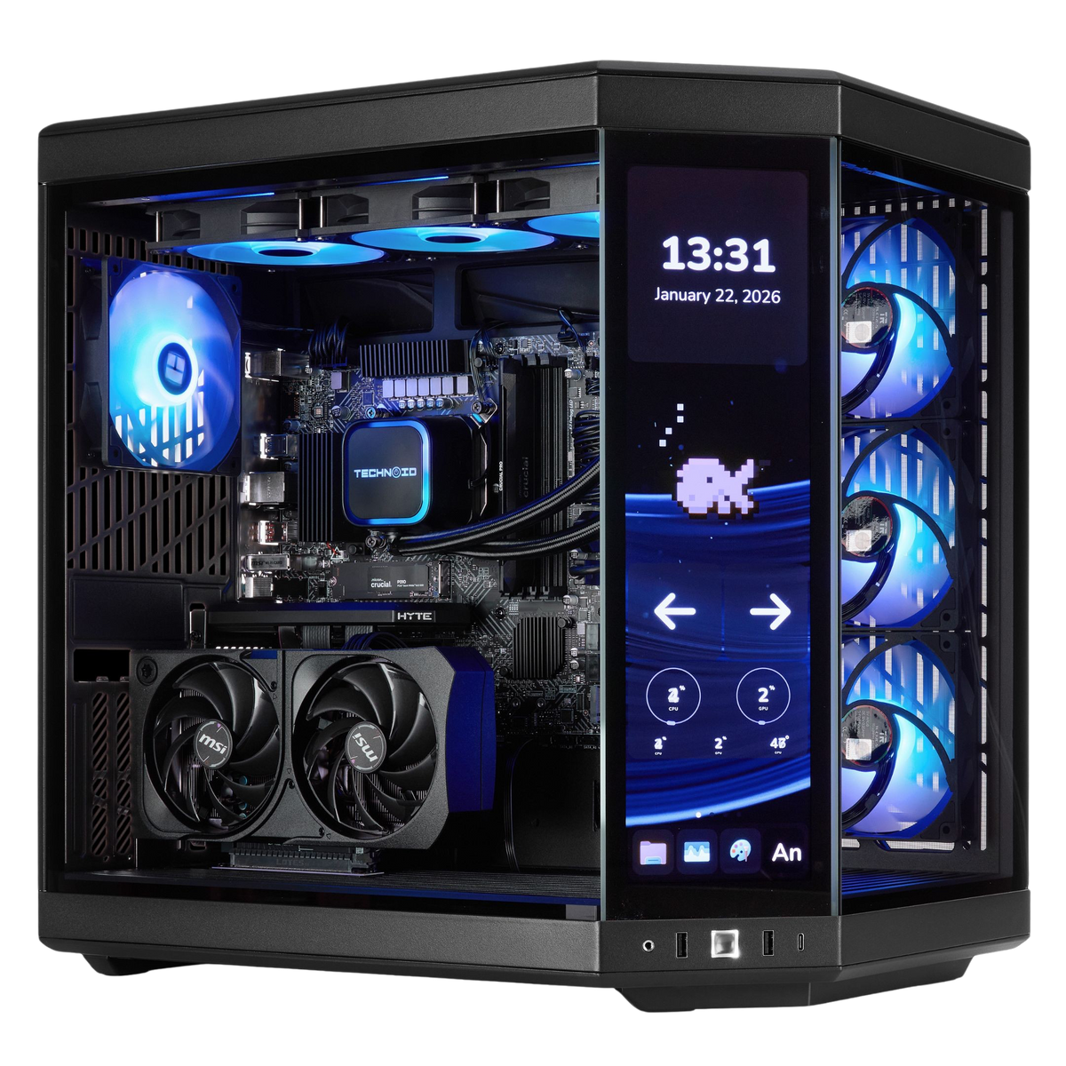 TECHNOID Limited Edition Gaming PC - AMD Ryzen 7 9800X3D, 64GB Ram, 2TB SSD, RTX 5080 , Windows 11 Pro, HYTE Y70 Touch infinite, Black