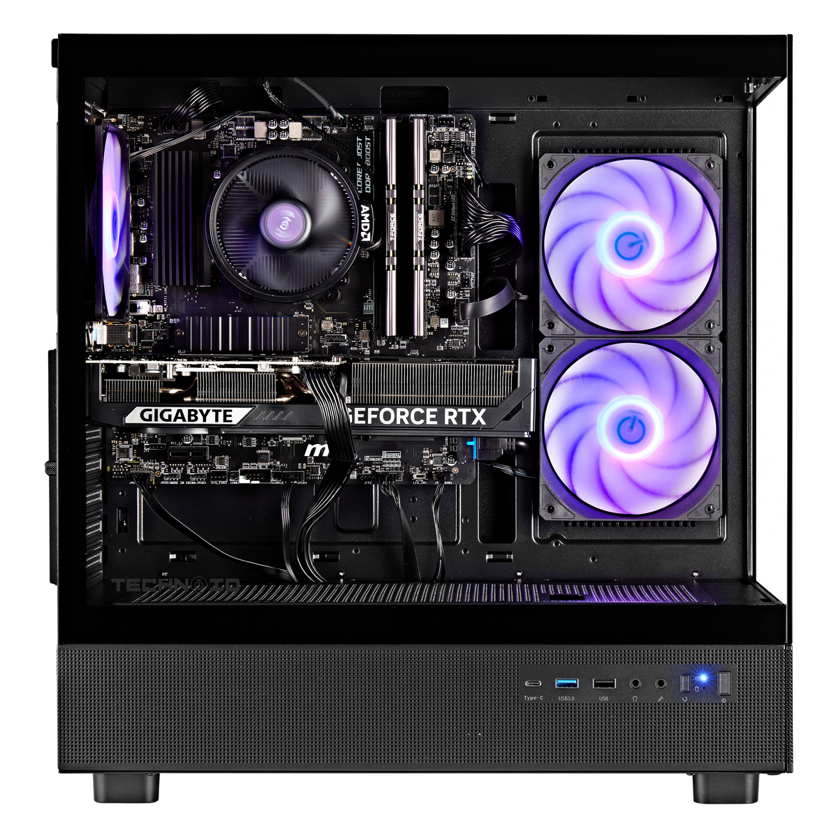TECHNOID Glass GAMING PC (RTX 5050 - Ryzen 5 - 32GB RAM - 1TB SSD - WIN 11 H - Wifi - 3 Years Warranty - Black)