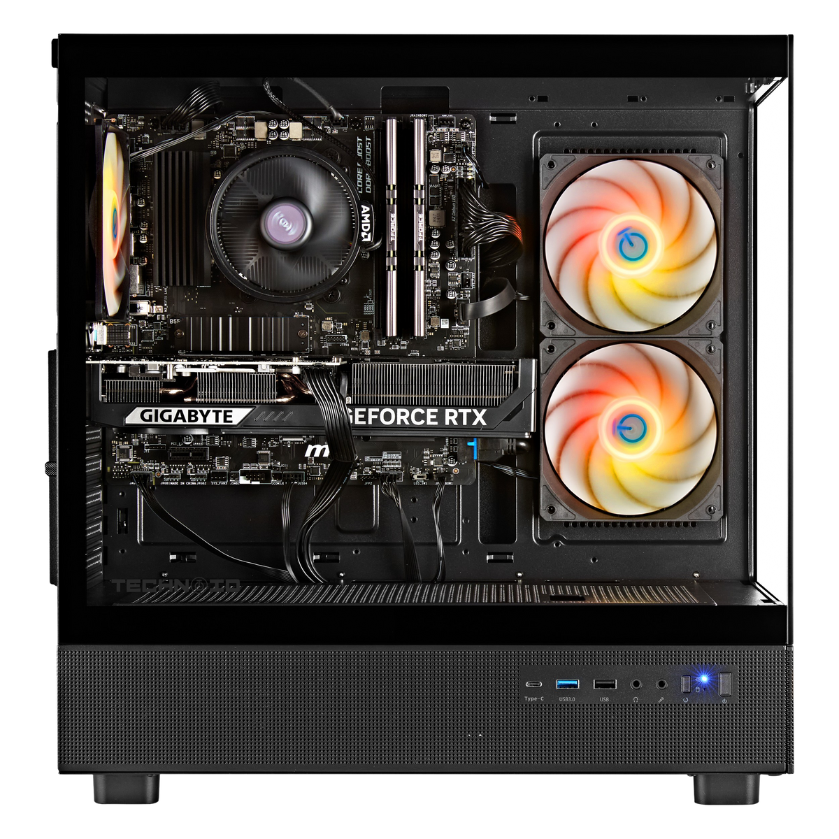 TECHNOID Glass GAMING PC (RTX 5050 - Ryzen 5 - 32GB RAM - 1TB SSD - WIN 11 H - Wifi - 3 Years Warranty - Black)