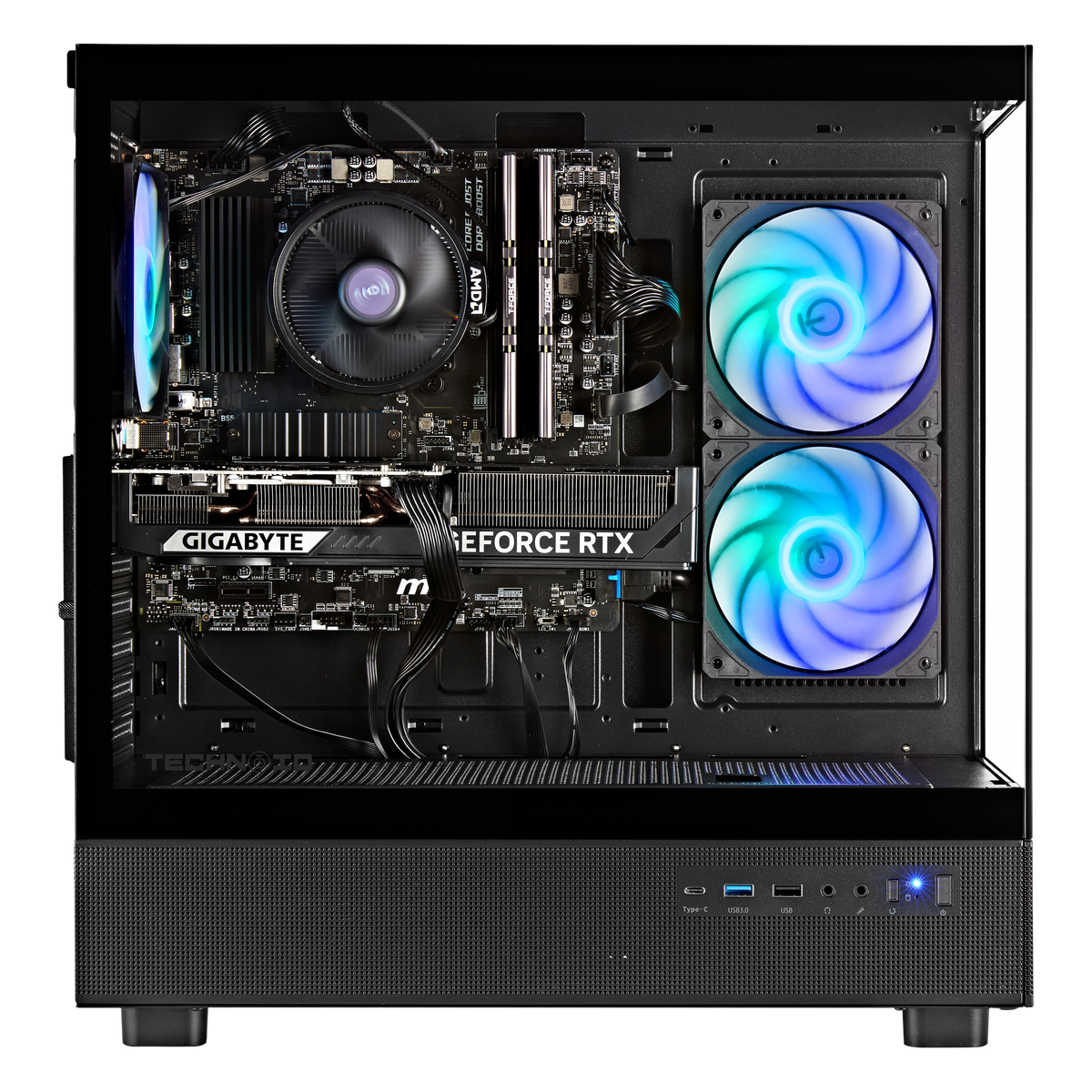 TECHNOID Glass GAMING PC (RTX 5050 - Ryzen 5 - 32GB RAM - 1TB SSD - WIN 11 H - Wifi - 3 Years Warranty - Black)