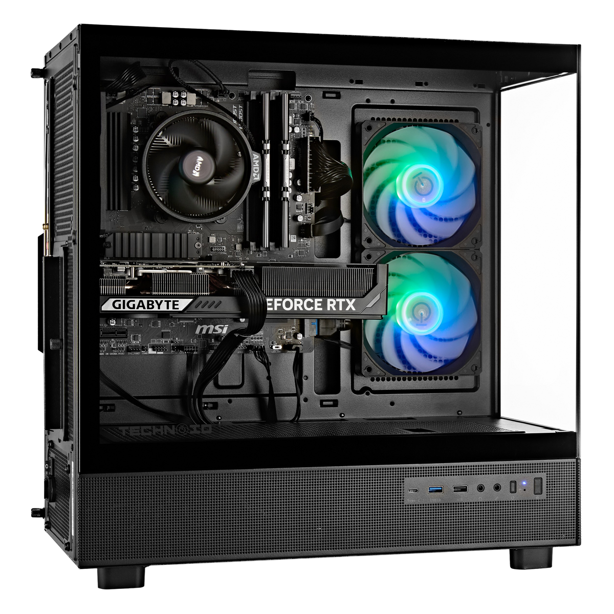 TECHNOID Glass GAMING PC (RTX 5050 - Ryzen 5 - 32GB RAM - 1TB SSD - WIN 11 H - Wifi - 3 Years Warranty - Black)
