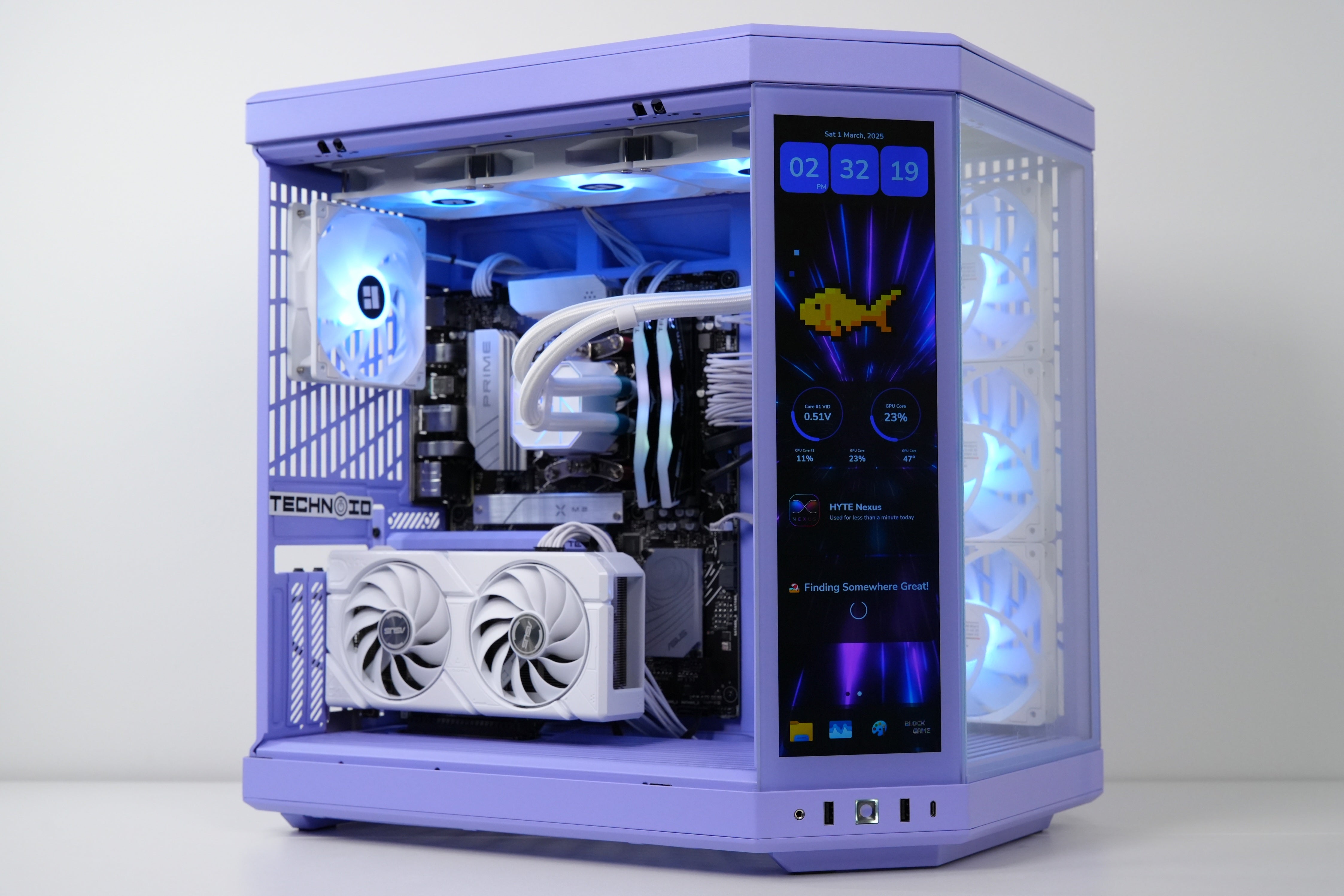 TECHNOID Limited Edition Gaming Pc (Amd Ryzen 7 9700F - RTX 5070 - 2TB SSD - 32GB RAM DDR5- Win 11 Pro - HYTE Y70 Touch infinite Taro Milk - Purple)