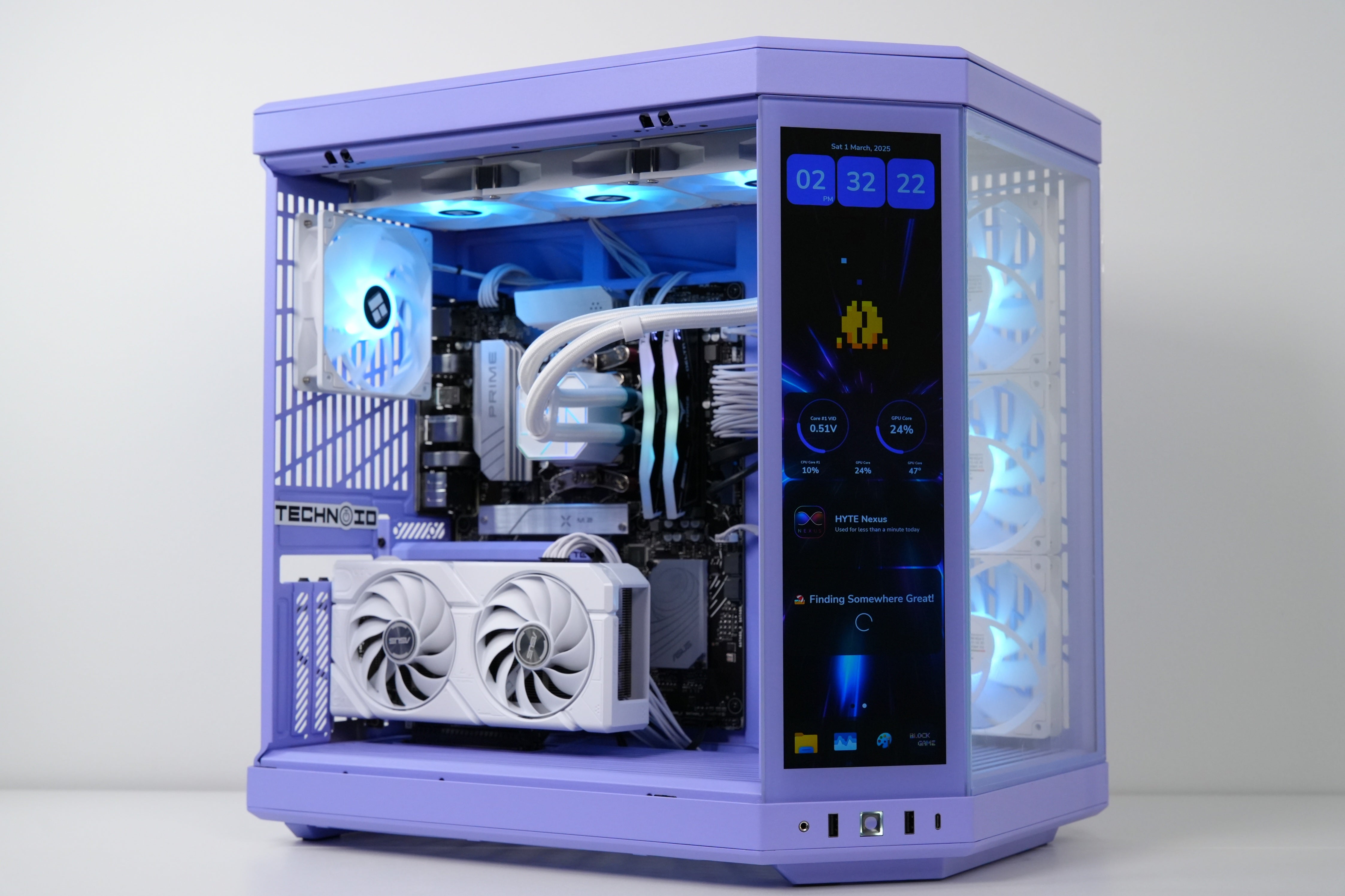 TECHNOID Limited Edition Gaming Pc (Amd Ryzen 7 9700F - RTX 5070 - 2TB SSD - 32GB RAM DDR5- Win 11 Pro - HYTE Y70 Touch infinite Taro Milk - Purple)