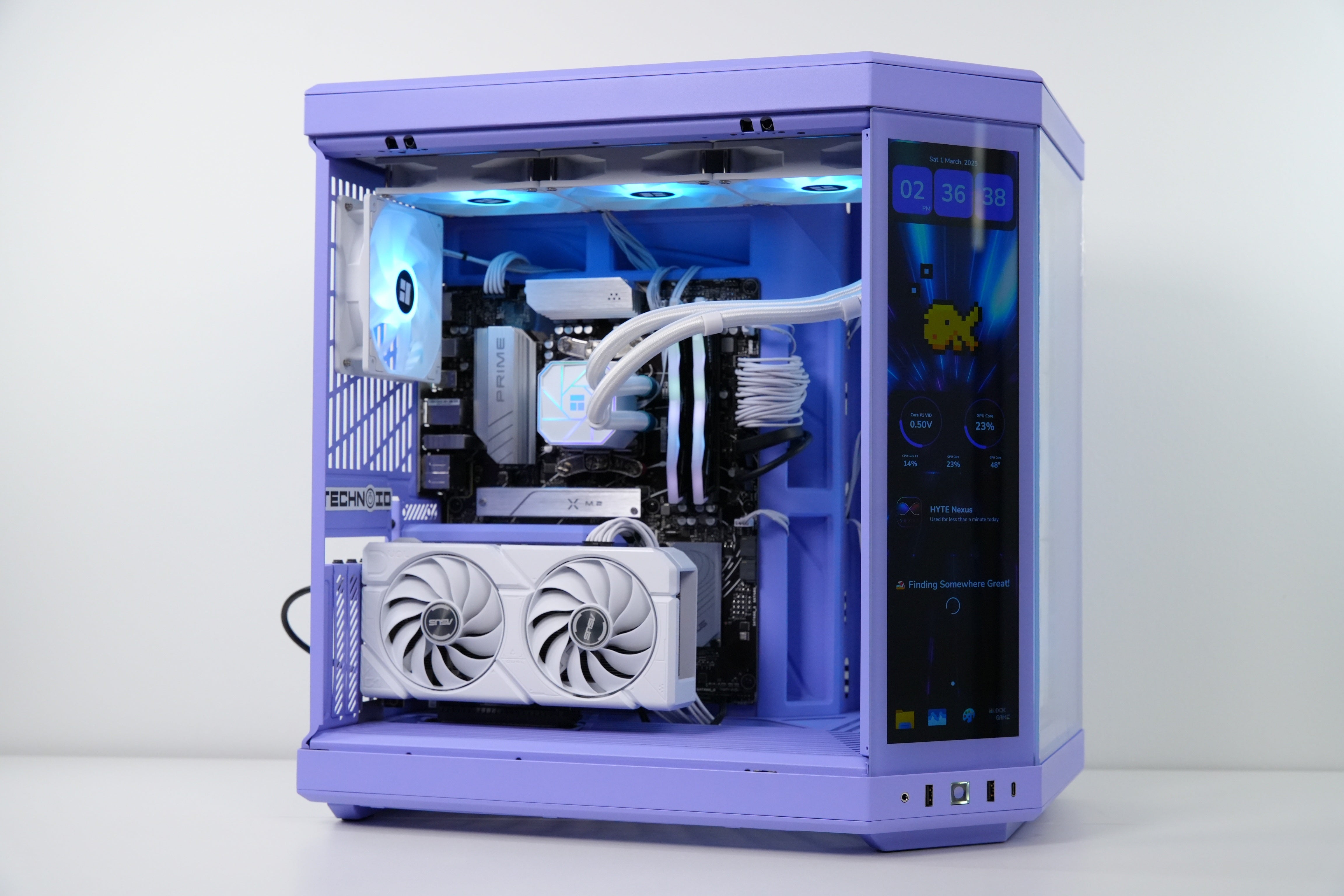 TECHNOID Limited Edition Gaming Pc (Amd Ryzen 7 9700F - RTX 5070 - 2TB SSD - 32GB RAM DDR5- Win 11 Pro - HYTE Y70 Touch infinite Taro Milk - Purple)