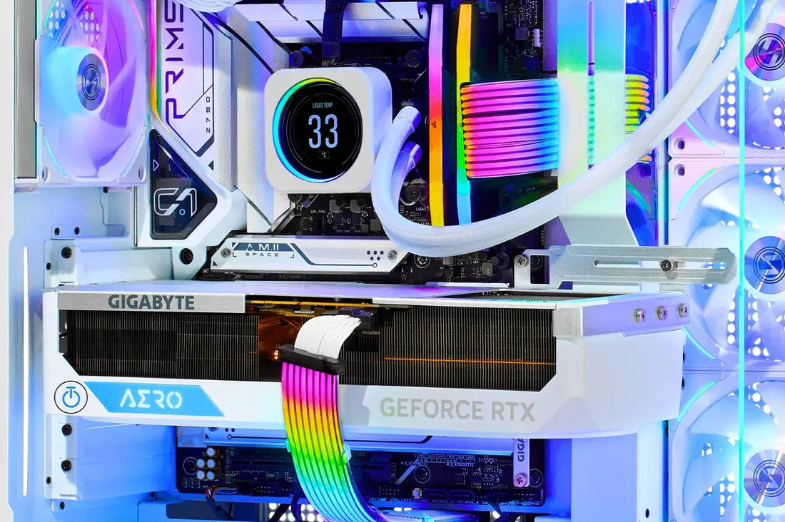 Custom sleeved cables installed inside a gaming PC for clean cable management