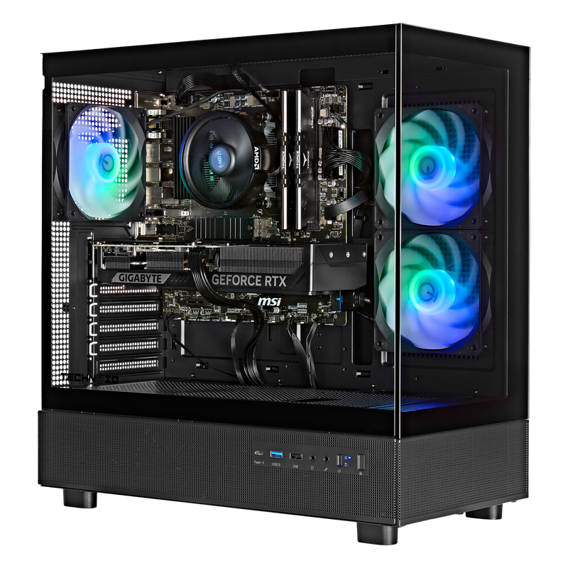 TECHNOID Glass GAMING PC (RTX 5050 - Ryzen 5 - 32GB RAM - 1TB SSD - WIN 11 H - Wifi - 3 Years Warranty - Black)