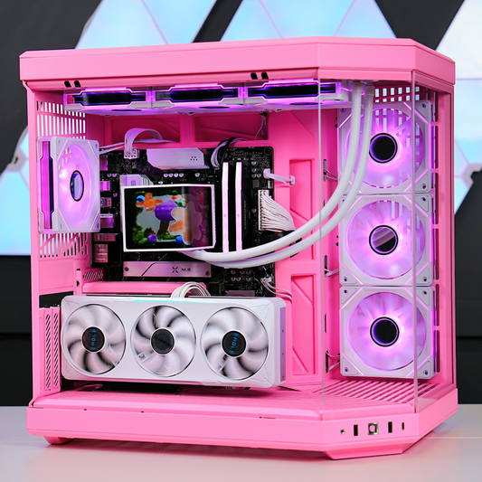 TECHNOID Limited Edition Gaming Pc (Amd Ryzen 7 9700x - RTX 5070 - 2TB SSD - 32GB RAM DDR5- Win 11 Pro - HYTE Y70 - pink)