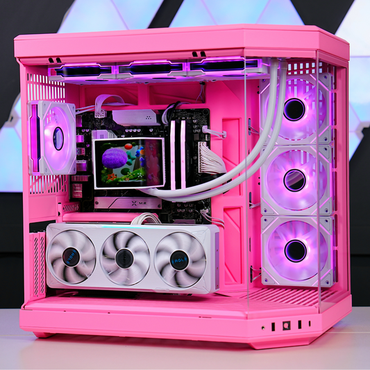 TECHNOID Limited Edition Gaming Pc (Amd Ryzen 7 9700x - RTX 5070 - 2TB SSD - 32GB RAM DDR5- Win 11 Pro - HYTE Y70 - pink)