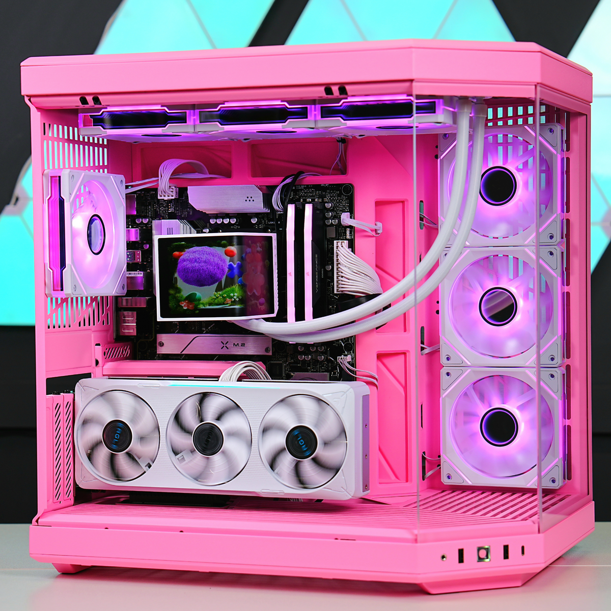 TECHNOID Limited Edition Gaming Pc (AMD Ryzen 7 7800X3D - RTX 5070 - 2TB SSD - 32GB RAM DDR5- Win 11 Pro - HYTE Y70 - pink)