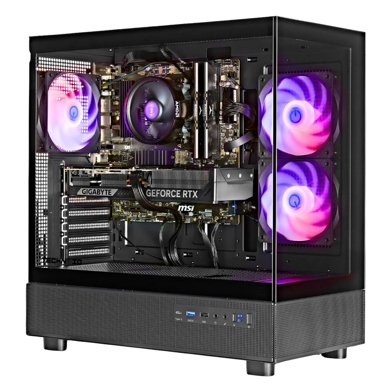 TECHNOID Glass GAMING PC (RTX 5050 - Ryzen 5 - 32GB RAM - 1TB SSD - WIN 11 H - Wifi - 3 Years Warranty - Black)