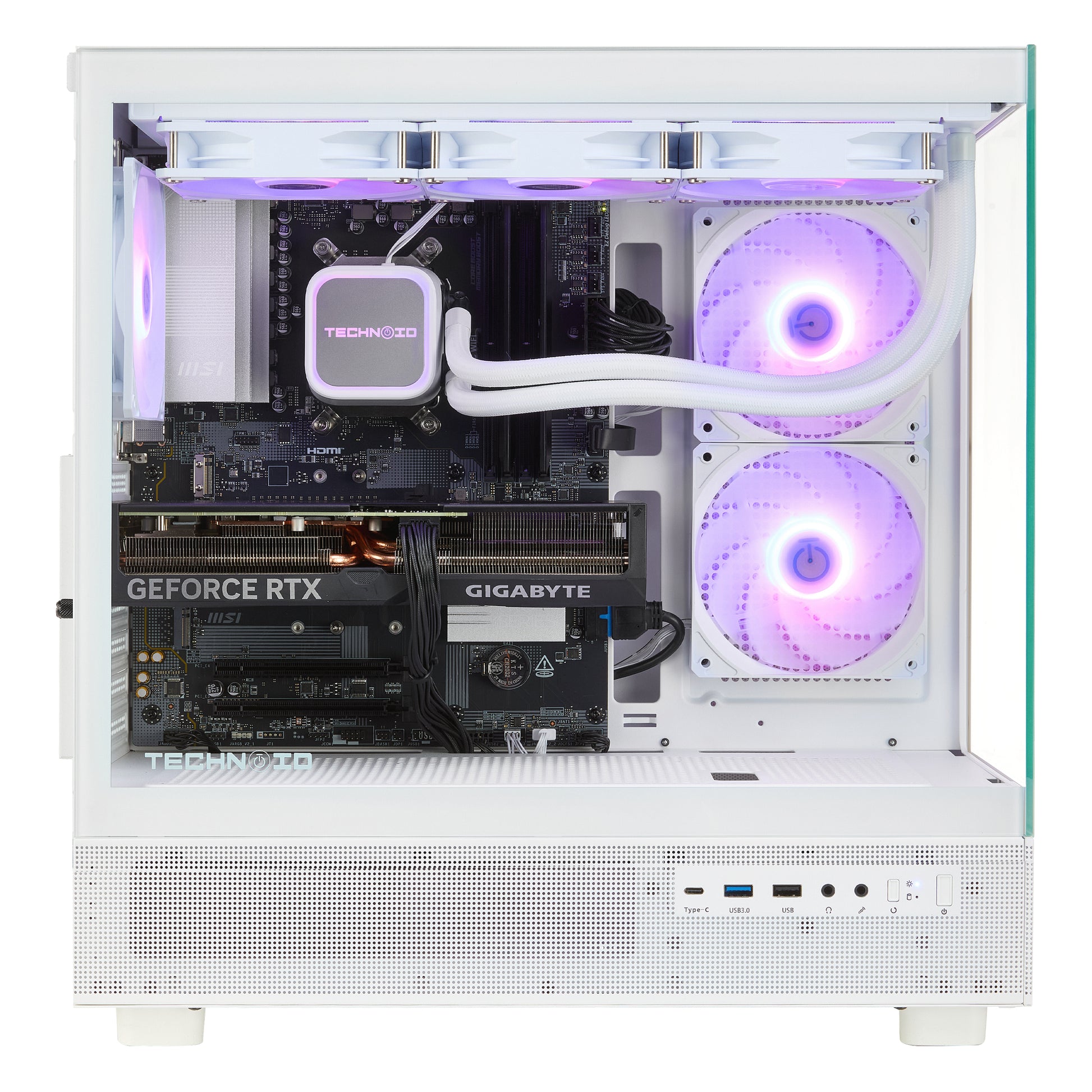 TECHNOID Glass Gaming PC - GeForce RTX 5070 - AMD Ryzen 7 7800X3D - 32GB DDR5 - 2TB SSD - Win 11 PRO - AI Ready - VR Compatible - Wifi Bluetooth