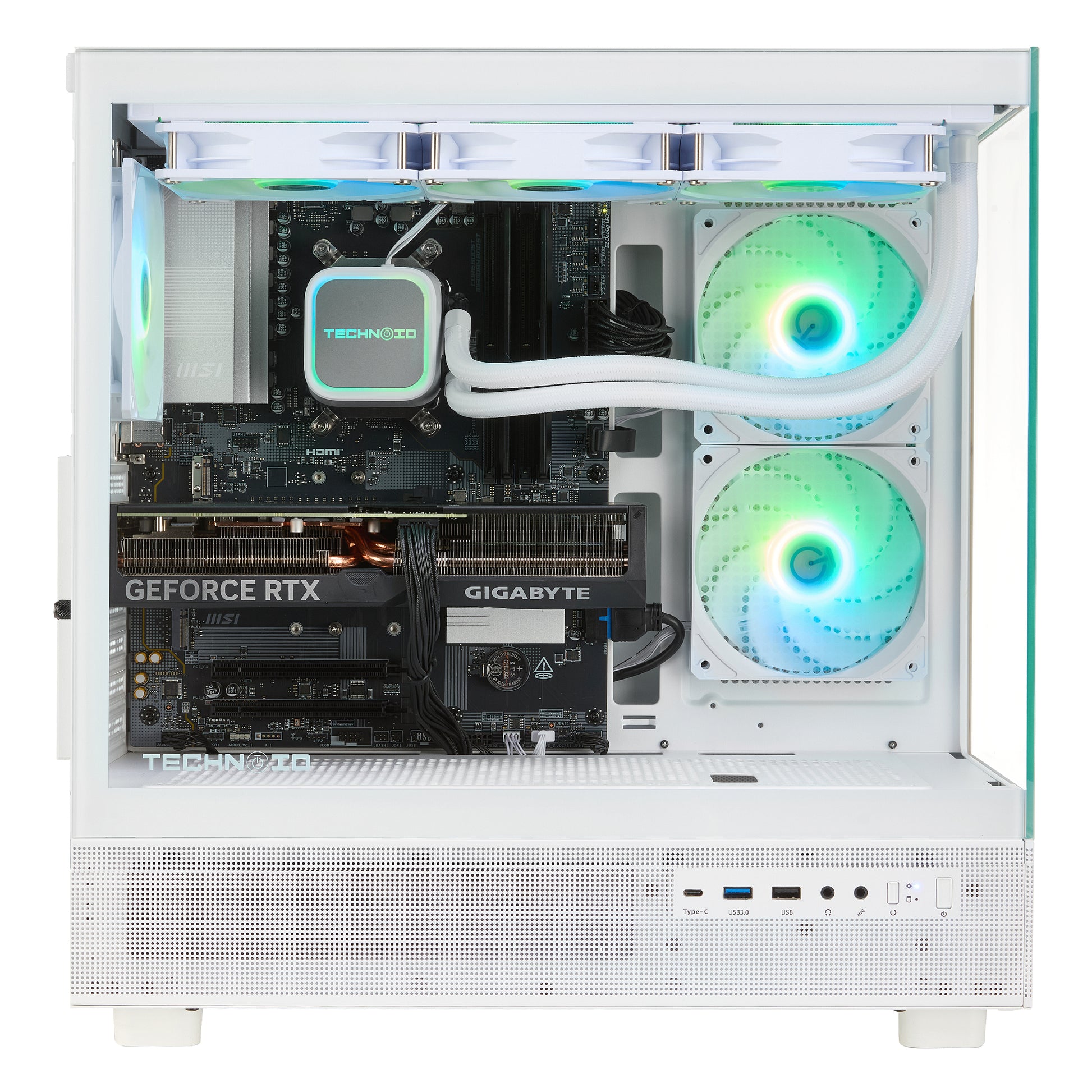 TECHNOID Glass Gaming PC - GeForce RTX 5070 - AMD Ryzen 7 7800X3D - 32GB DDR5 - 2TB SSD - Win 11 PRO - AI Ready - VR Compatible - Wifi Bluetooth