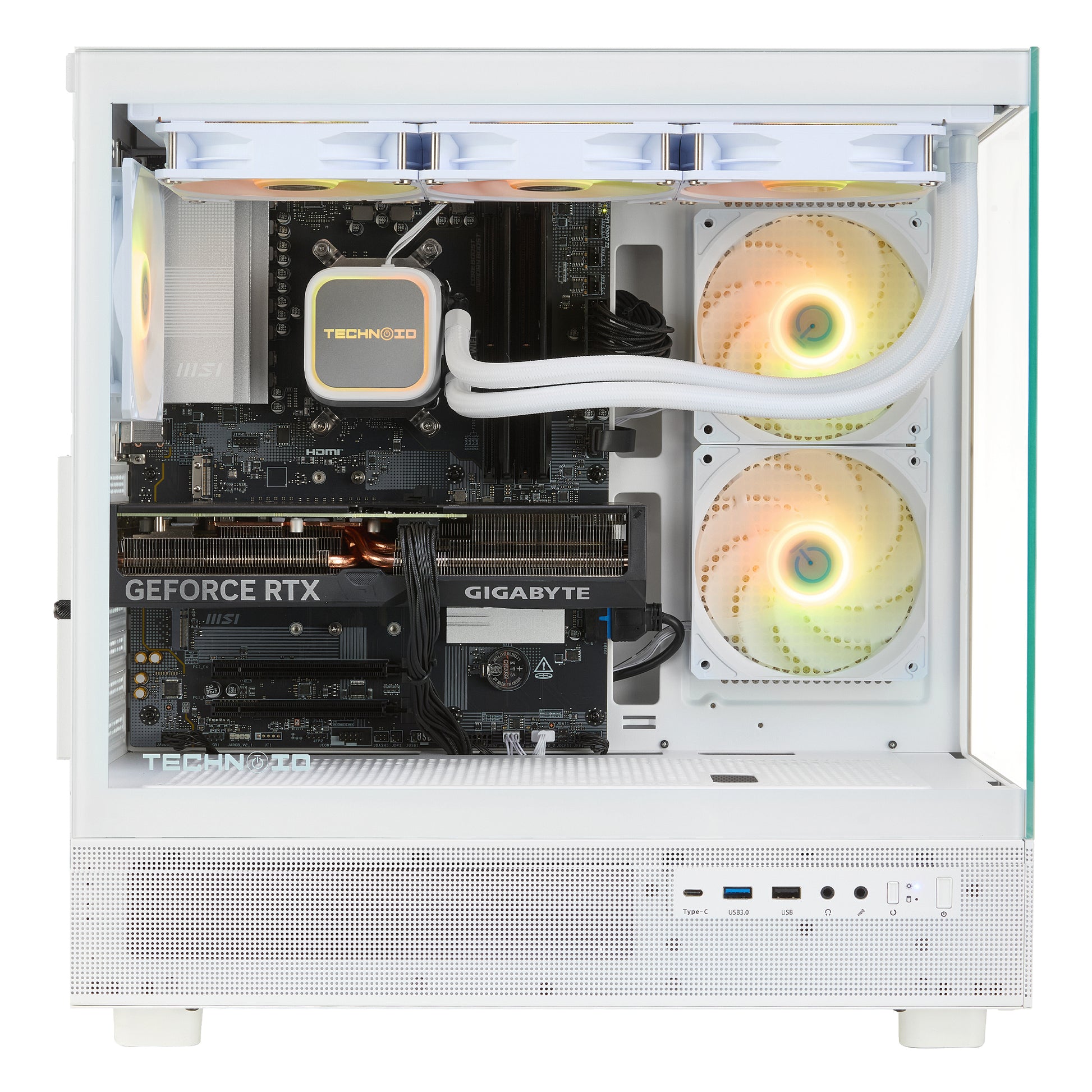 TECHNOID Glass Gaming PC - GeForce RTX 5070 - AMD Ryzen 7 7800X3D - 32GB DDR5 - 2TB SSD - Win 11 PRO - AI Ready - VR Compatible - Wifi Bluetooth