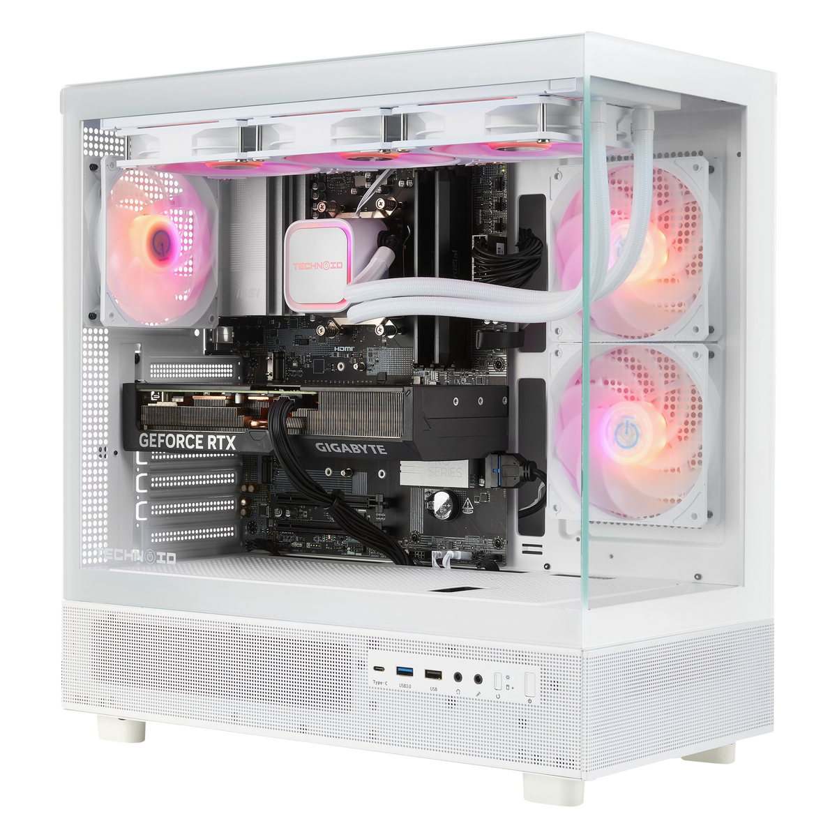 TECHNOID Glass Gaming PC - GeForce RTX 5060 Ti - AMD Ryzen 5 9600X - 32GB DDR5 - 1TB SSD - Win 11 PRO - AI Ready - VR Compatible - Wifi Bluetooth