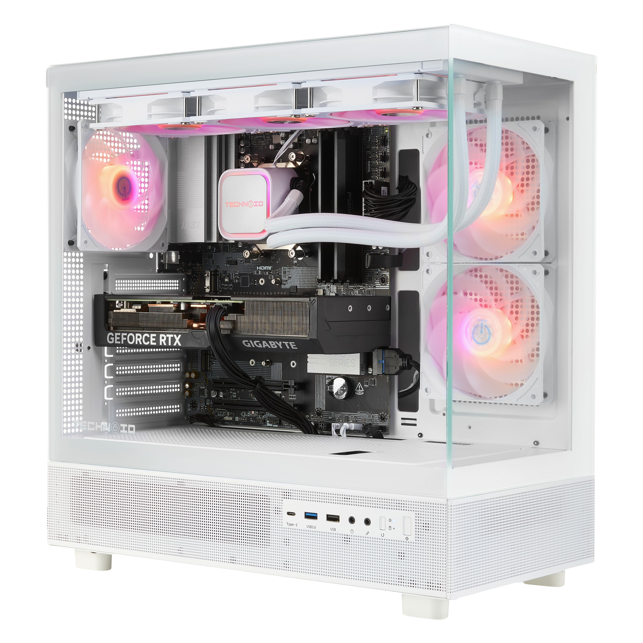 TECHNOID Glass Gaming PC - GeForce RTX 5060 Ti - AMD Ryzen 5 9600X - 32GB DDR5 - 1TB SSD - Win 11 PRO - AI Ready - VR Compatible - Wifi Bluetooth
