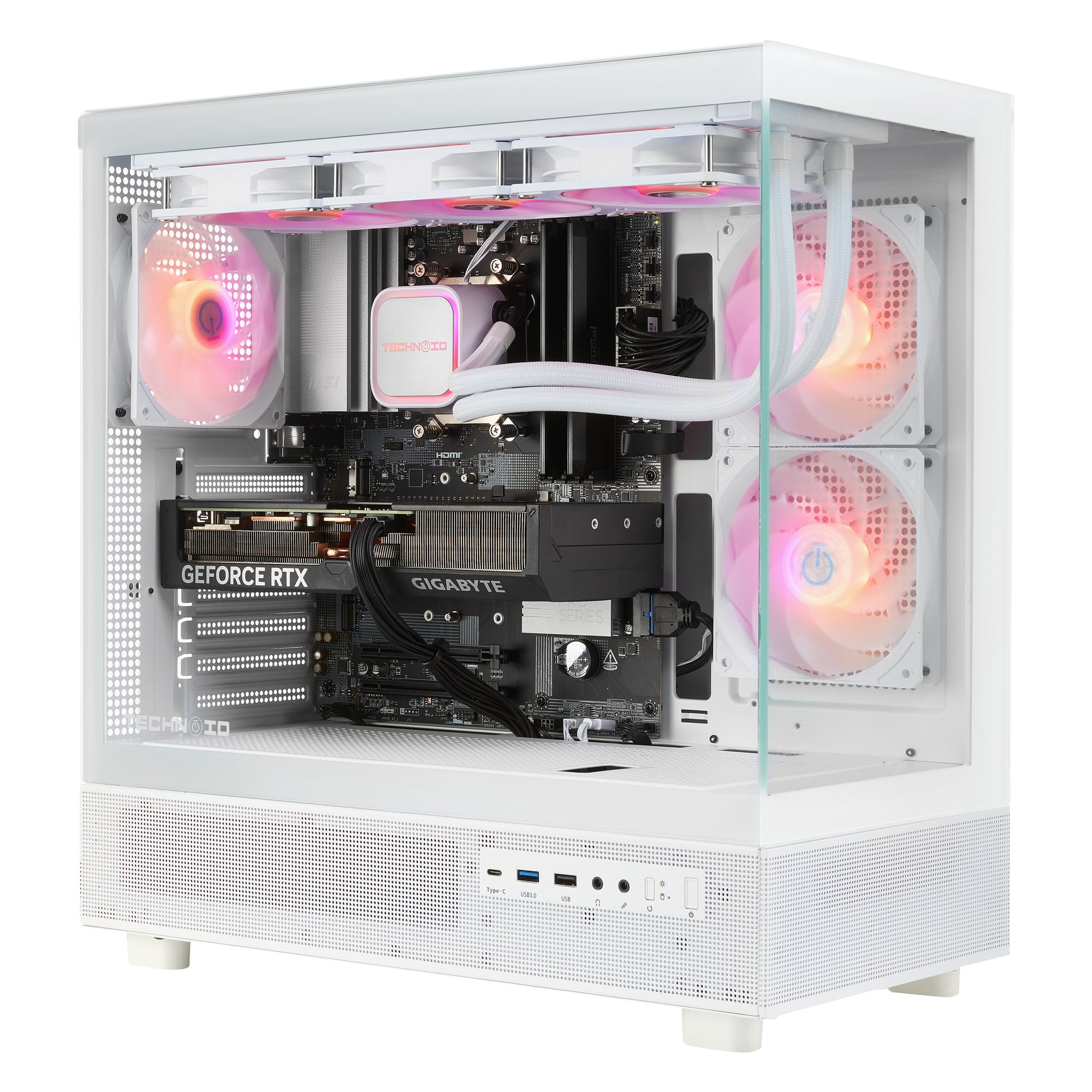 TECHNOID Glass Gaming PC - GeForce RTX 5070 - AMD Ryzen 7 7800X3D - 32GB DDR5 - 2TB SSD - Win 11 PRO - AI Ready - VR Compatible - Wifi Bluetooth