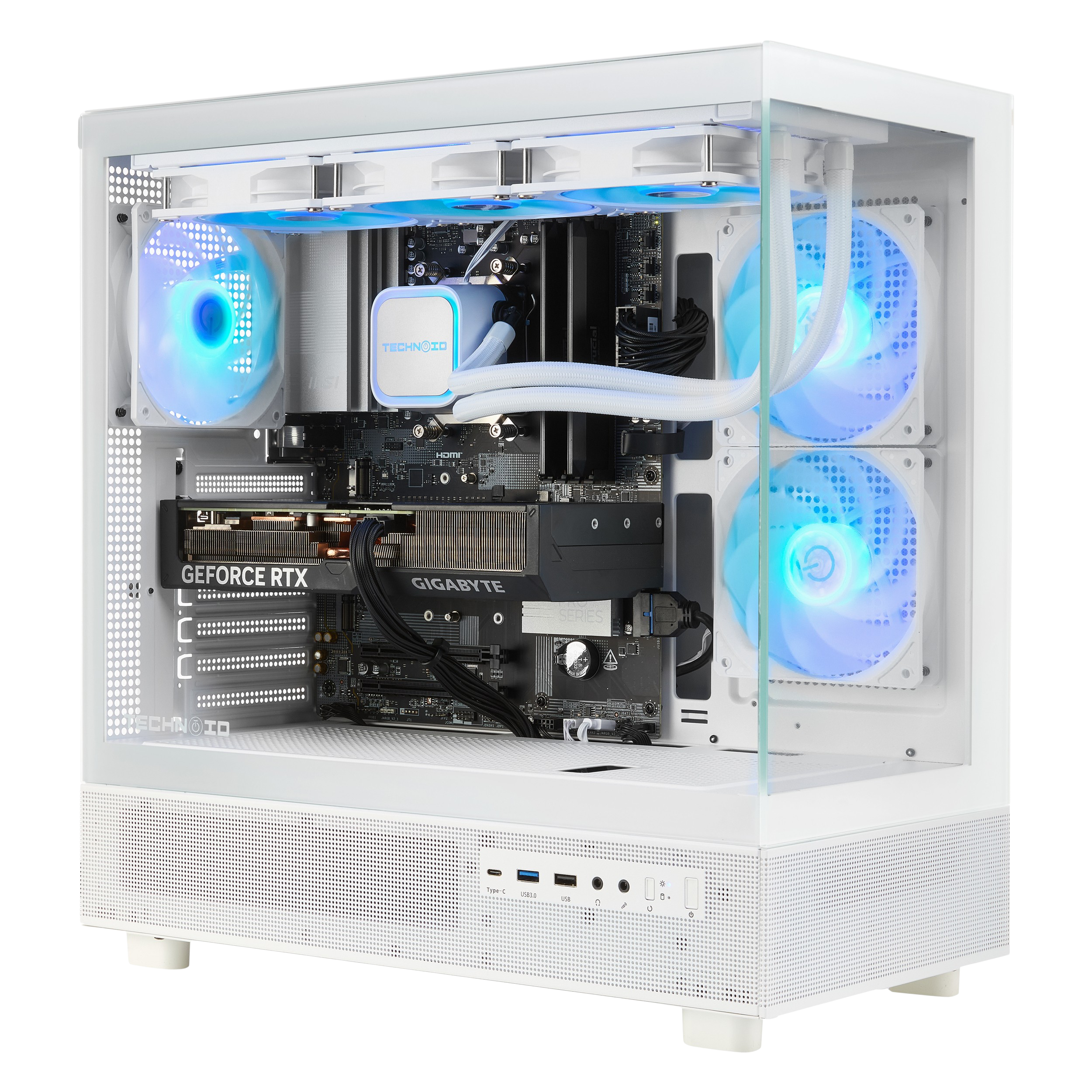 TECHNOID Glass Gaming PC - GeForce RTX 5060 Ti - AMD Ryzen 5 9600X - 32GB DDR5 - 1TB SSD - Win 11 PRO - AI Ready - VR Compatible - Wifi Bluetooth