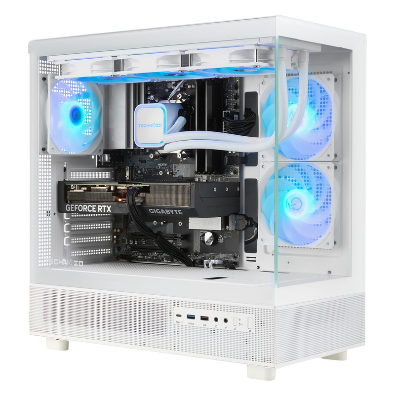 TECHNOID Glass Gaming PC - GeForce RTX 5070 - AMD Ryzen 7 7800X3D - 32GB DDR5 - 2TB SSD - Win 11 PRO - AI Ready - VR Compatible - Wifi Bluetooth