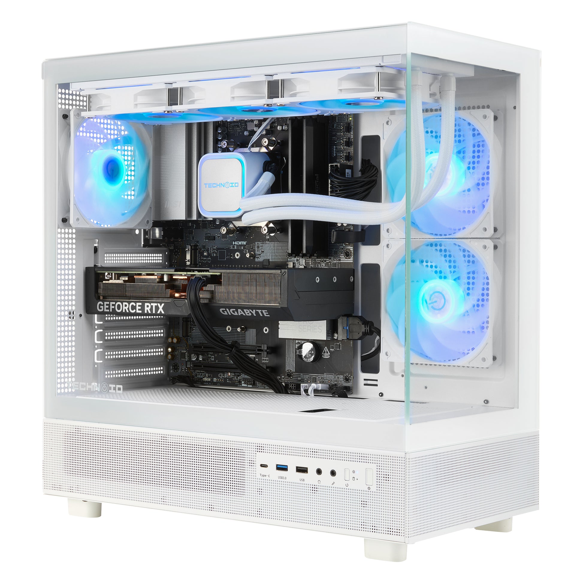 TECHNOID Glass Gaming PC - GeForce RTX 5070 - AMD Ryzen 7 7800X3D - 32GB DDR5 - 2TB SSD - Win 11 PRO - AI Ready - VR Compatible - Wifi Bluetooth