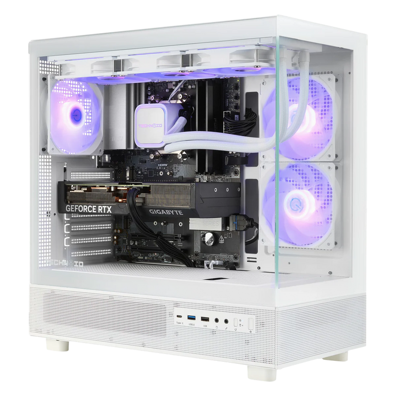 TECHNOID Glass Gaming PC - GeForce RTX 5070 - AMD Ryzen 7 7800X3D - 32GB DDR5 - 2TB SSD - Win 11 PRO - AI Ready - VR Compatible - Wifi Bluetooth