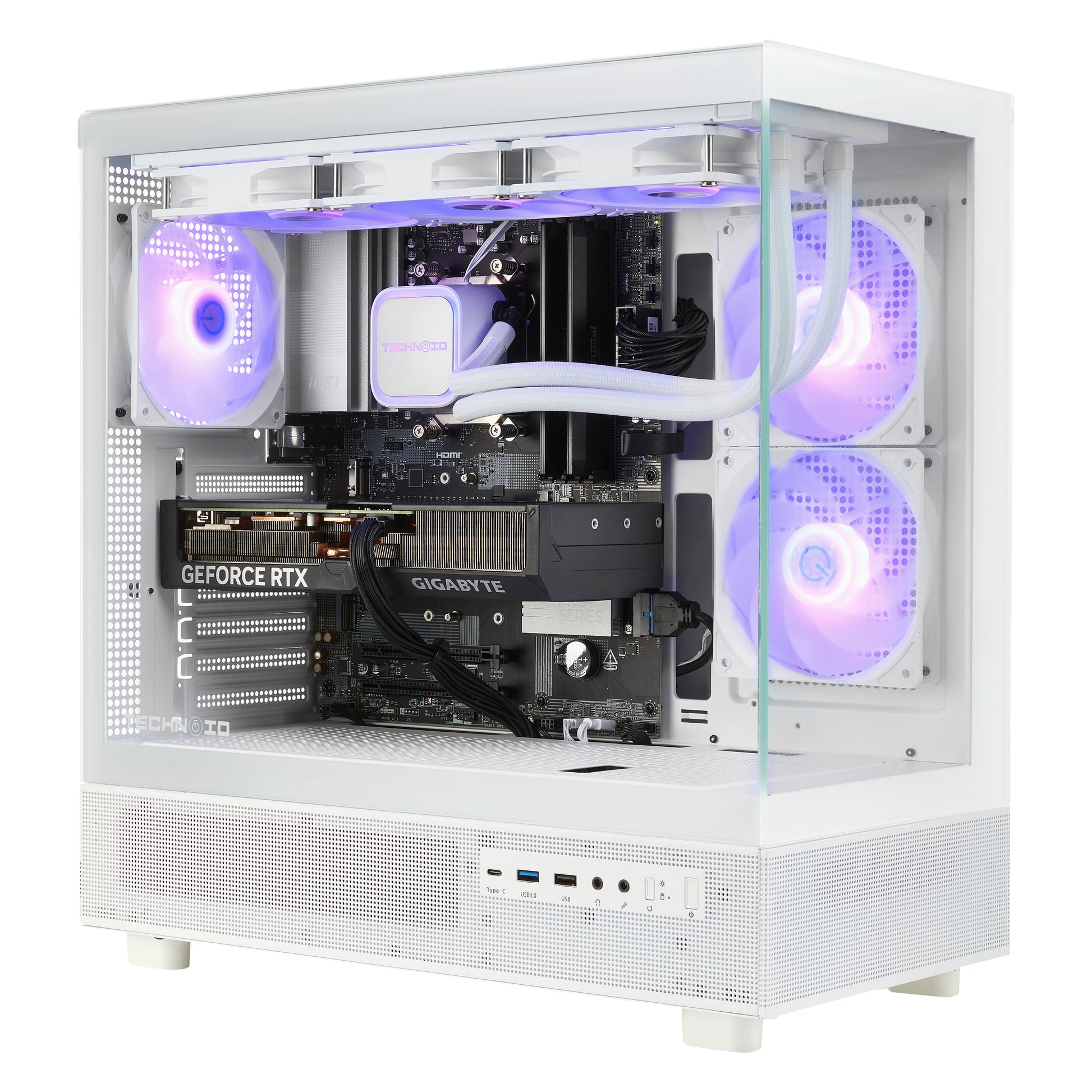 TECHNOID Glass Gaming PC - GeForce RTX 5070 - AMD Ryzen 7 7800X3D - 32GB DDR5 - 2TB SSD - Win 11 PRO - AI Ready - VR Compatible - Wifi Bluetooth