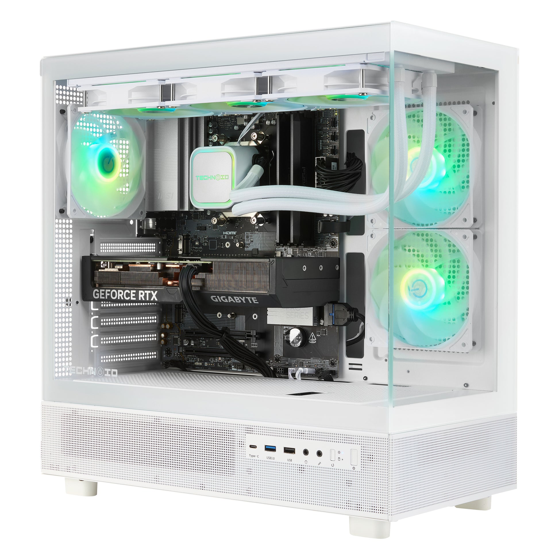 TECHNOID Glass Gaming PC - GeForce RTX 5070 - AMD Ryzen 7 7800X3D - 32GB DDR5 - 2TB SSD - Win 11 PRO - AI Ready - VR Compatible - Wifi Bluetooth