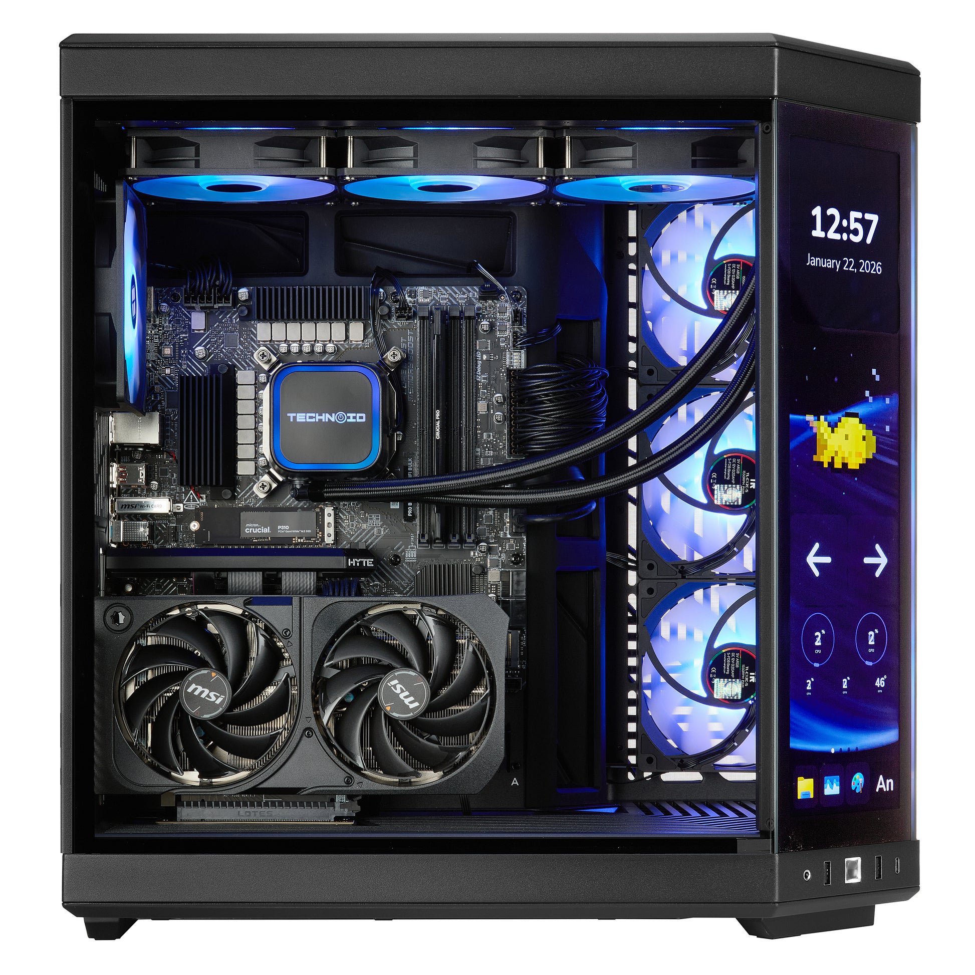 TECHNOID Limited Edition Gaming PC - AMD Ryzen 7 9800X3D, 32GB Ram, 2TB SSD, RTX 5070 Ti , Windows 11 Pro, HYTE Y70 Touch infinite, Black