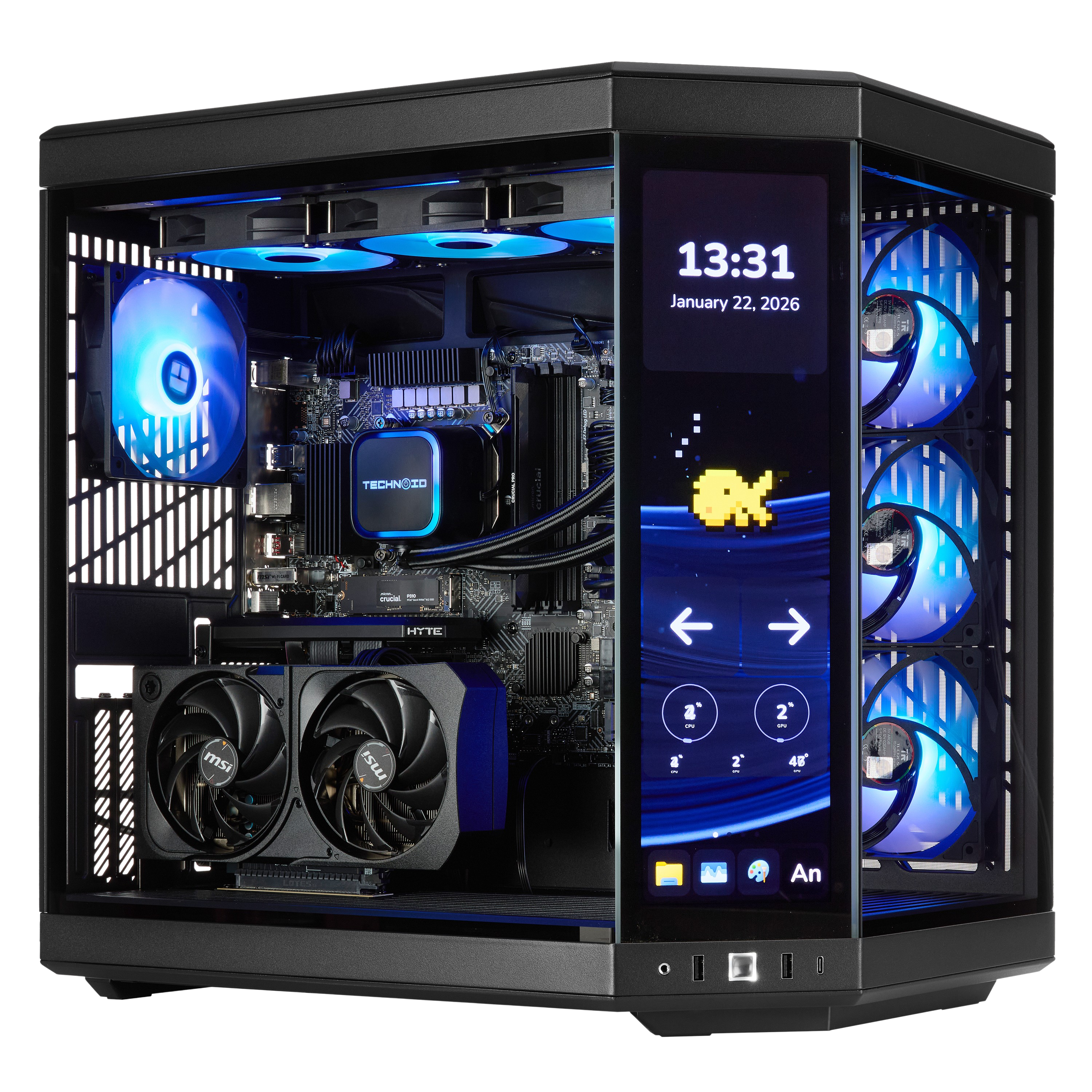 TECHNOID Limited Edition Gaming PC - AMD Ryzen 5 9600X , 32GB Ram, 2TB SSD, RTX 5060 Ti , Windows 11 Pro, HYTE Y70 Touch infinite, Black