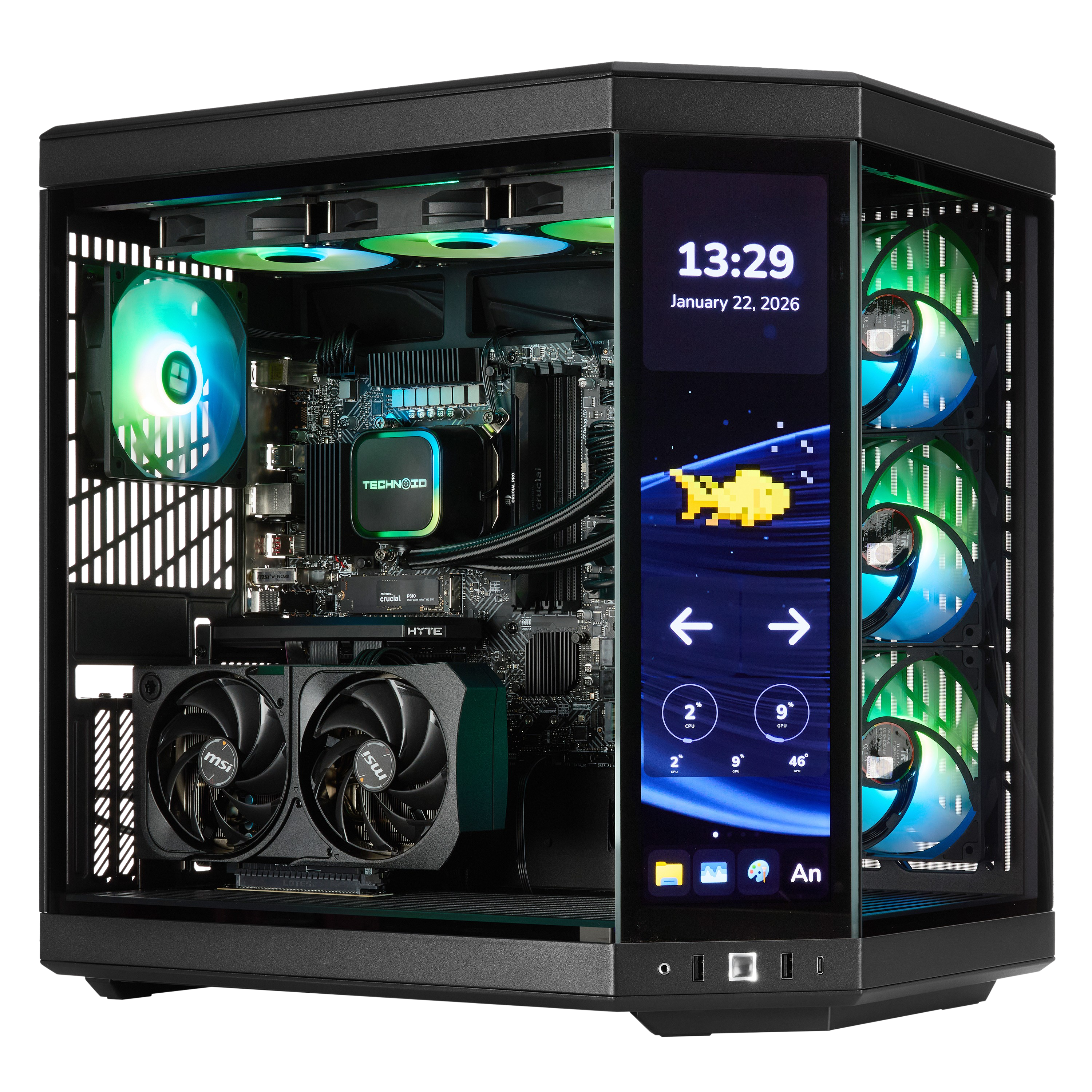TECHNOID Limited Edition Gaming PC - AMD Ryzen 5 9600X , 32GB Ram, 2TB SSD, RTX 5060 Ti , Windows 11 Pro, HYTE Y70 Touch infinite, Black