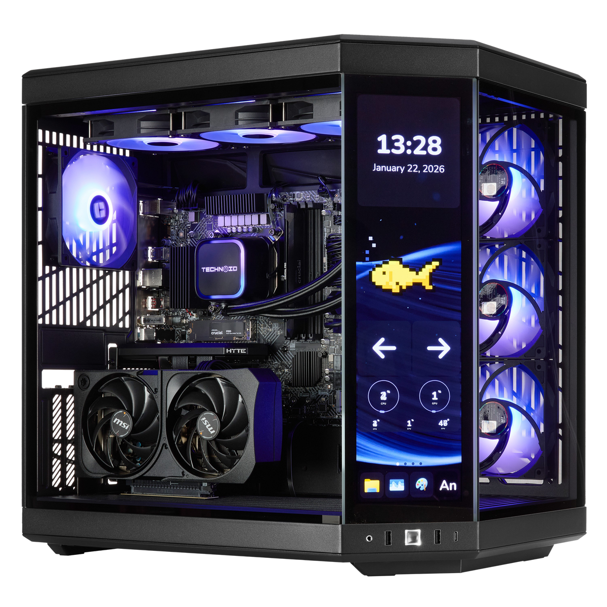 TECHNOID Limited Edition Gaming PC - AMD Ryzen 7 9800X3D, 32GB Ram, 2TB SSD, RTX 5070, Windows 11 Pro, HYTE Y70 Touch infinite, Black