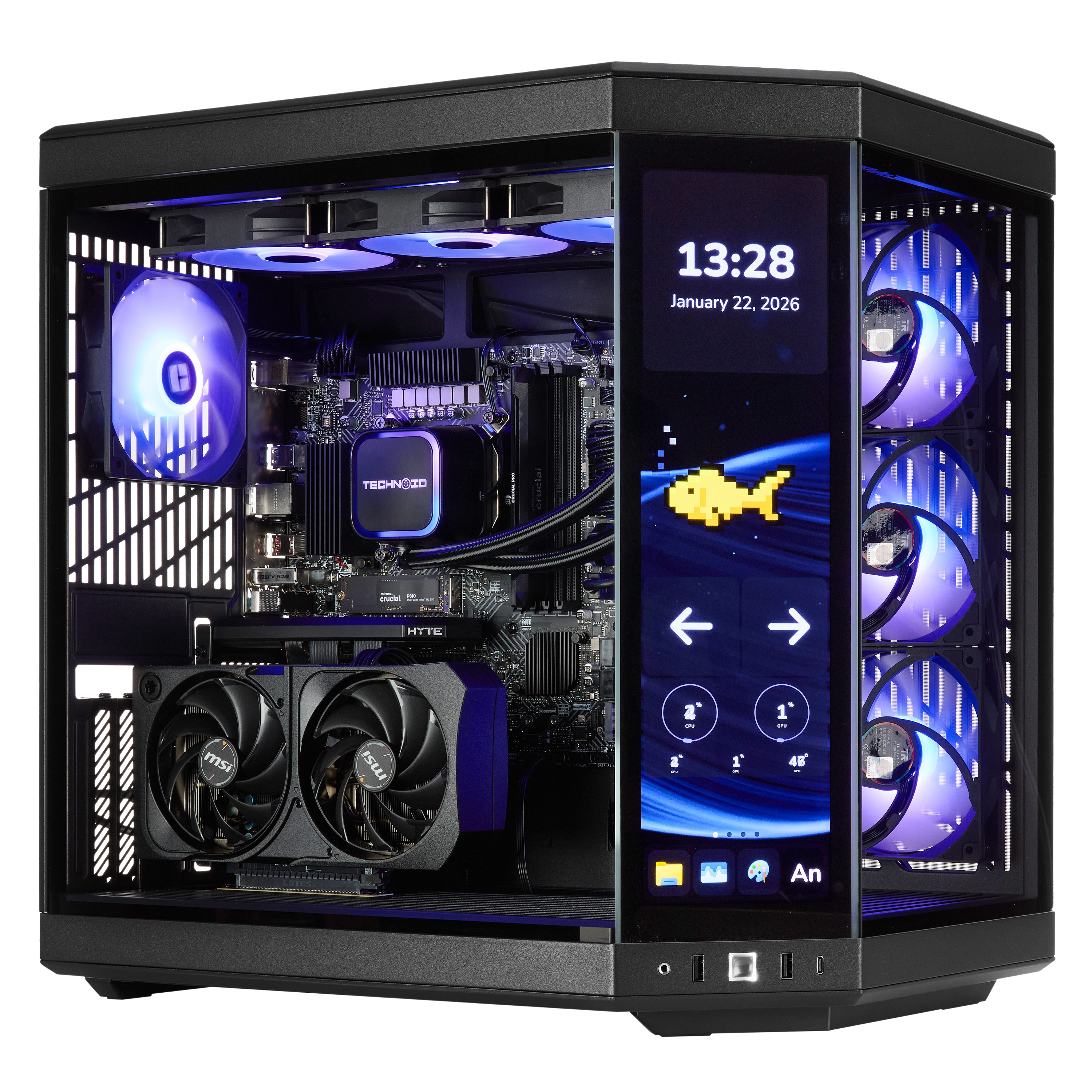 TECHNOID Limited Edition Gaming PC - AMD Ryzen 5 9600X , 32GB Ram, 2TB SSD, RTX 5060 Ti , Windows 11 Pro, HYTE Y70 Touch infinite, Black