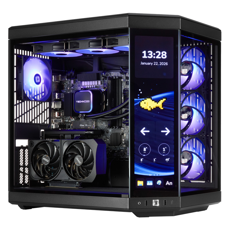 TECHNOID Limited Edition Gaming PC - AMD Ryzen 7 9800X3D, 32GB Ram, 2TB SSD, RTX 5070, Windows 11 Pro, HYTE Y70 Touch infinite, Black