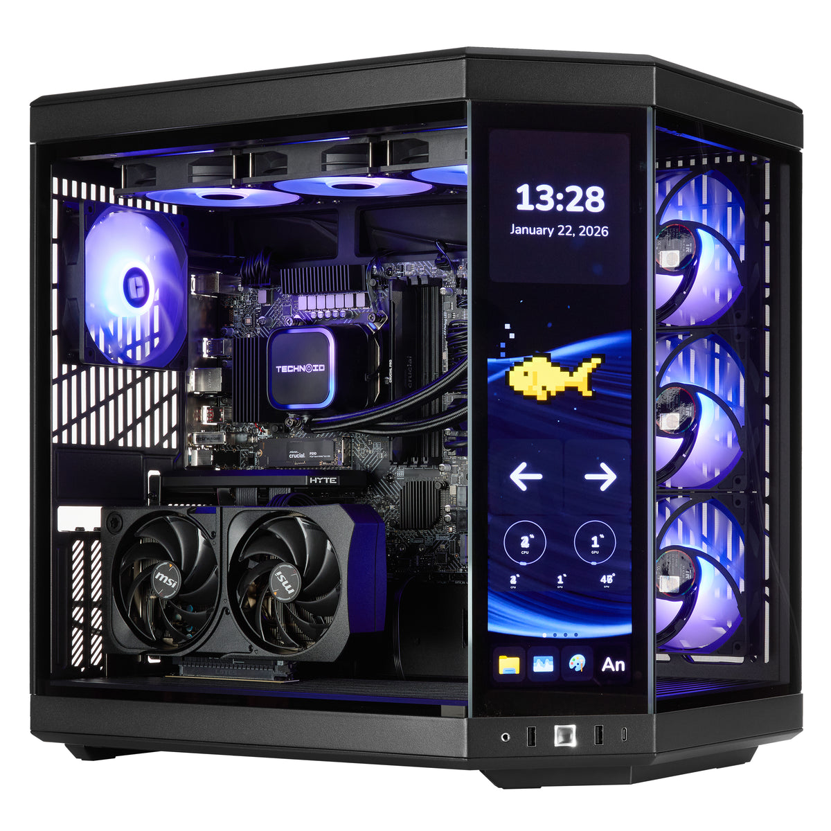 TECHNOID Limited Edition Gaming PC - AMD Ryzen 7 9800X3D, 64GB Ram, 2TB SSD, RTX 5080 , Windows 11 Pro, HYTE Y70 Touch infinite, Black
