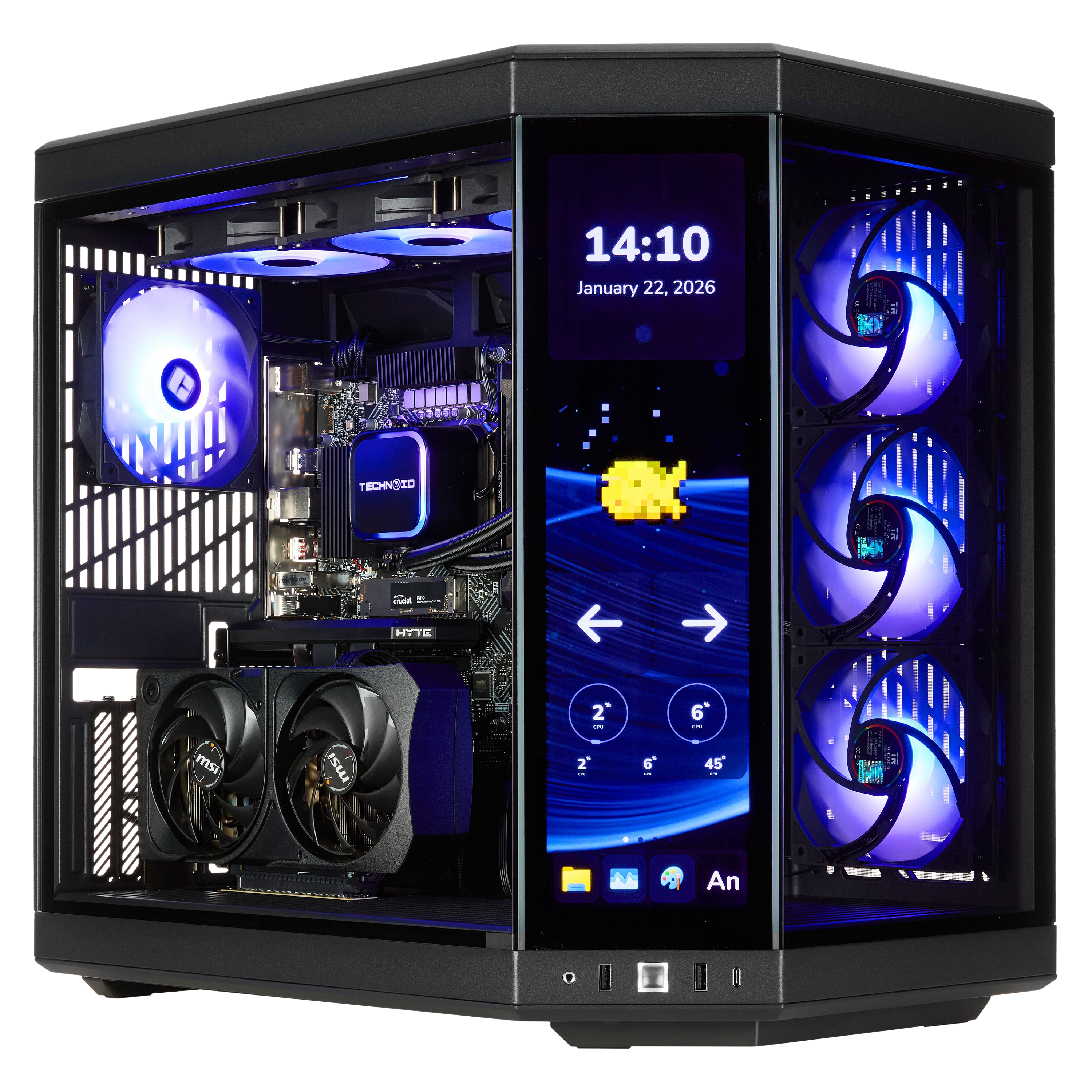 TECHNOID Limited Edition Gaming PC - AMD Ryzen 5 9600X , 32GB Ram, 2TB SSD, RTX 5060 Ti , Windows 11 Pro, HYTE Y70 Touch infinite, Black