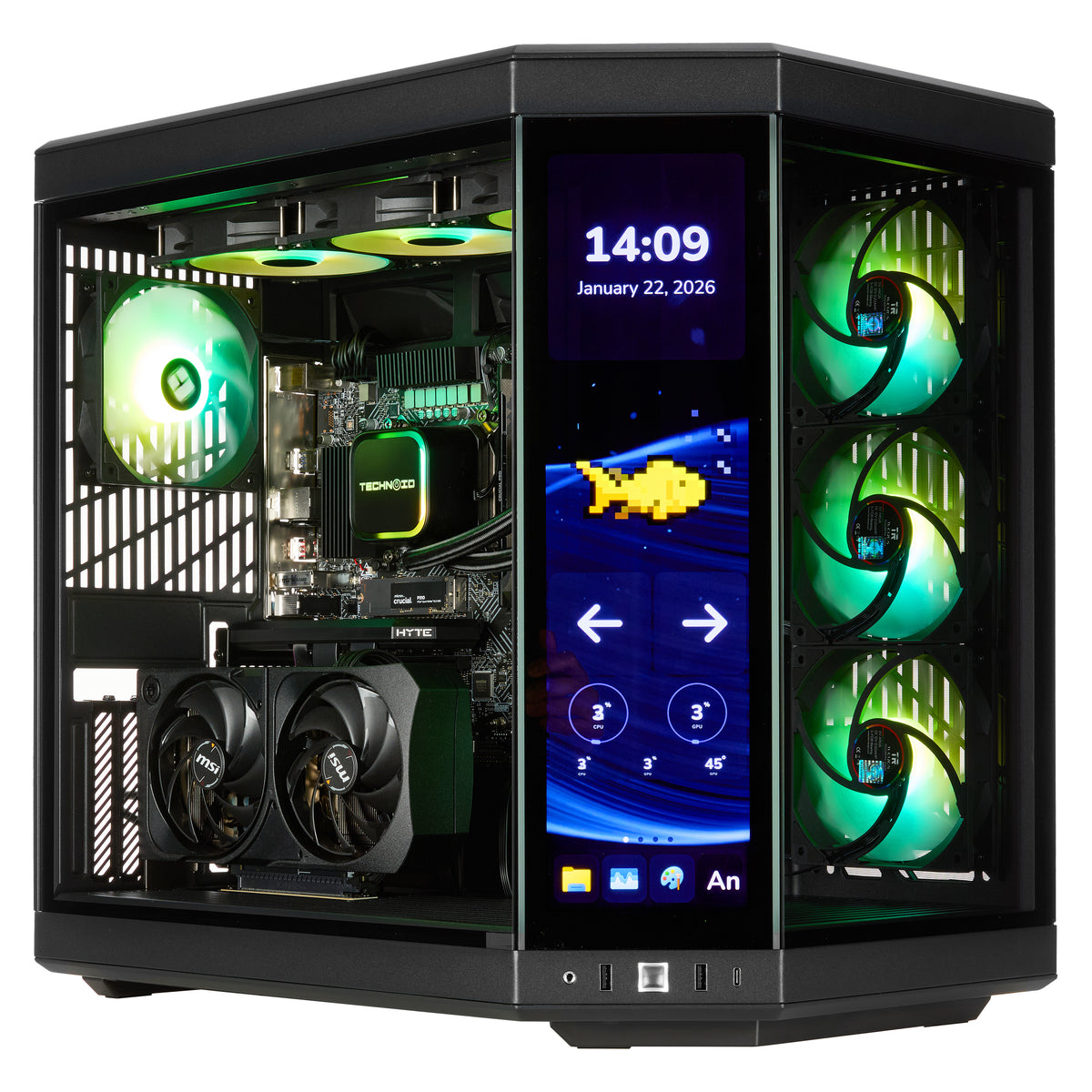 TECHNOID Limited Edition Gaming PC - AMD Ryzen 7 9800X3D, 64GB Ram, 2TB SSD, RTX 5080 , Windows 11 Pro, HYTE Y70 Touch infinite, Black